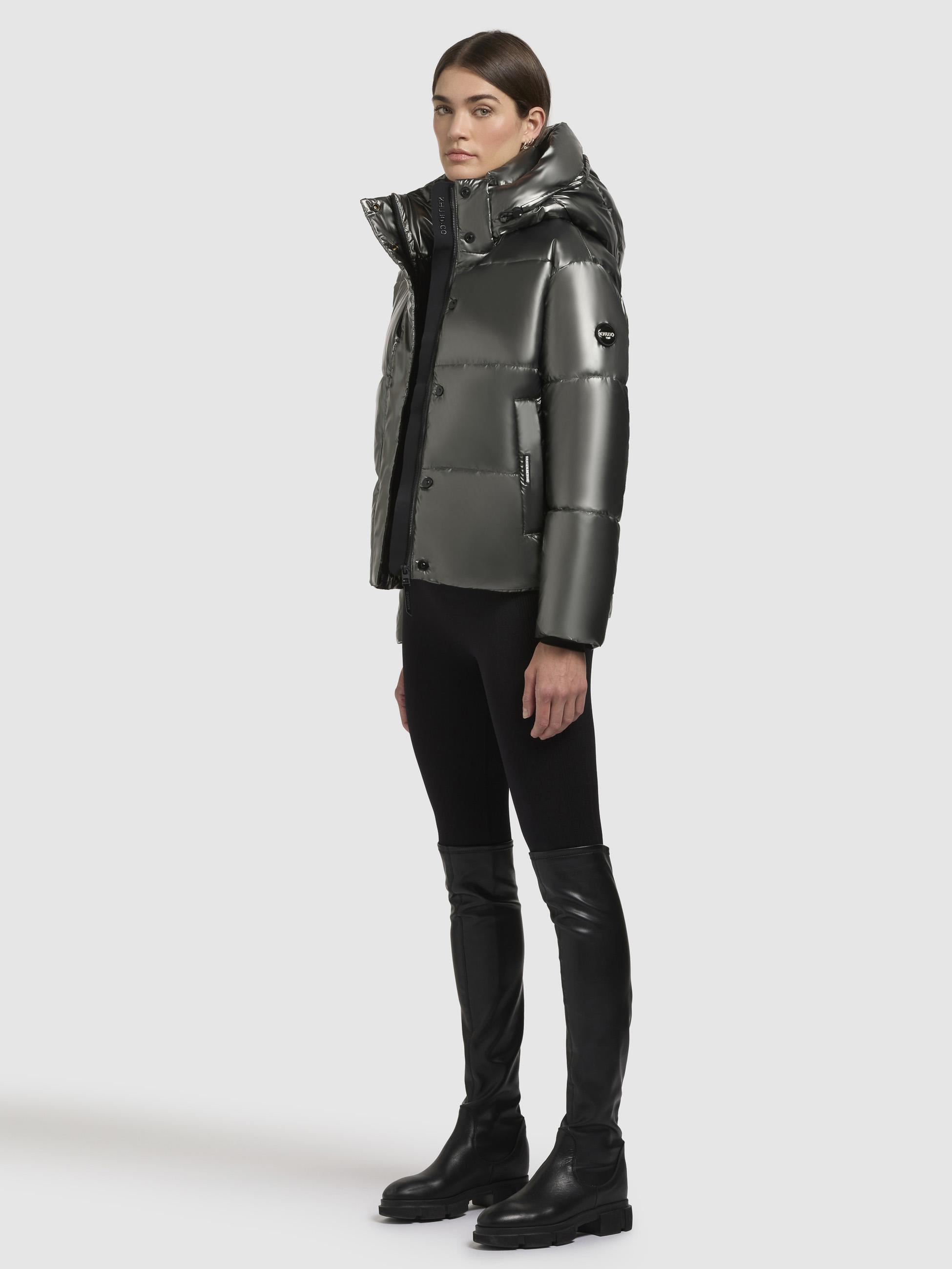 Glänzende kurze Winter Steppjacke "Devina Shiny-YM" Medium Grey