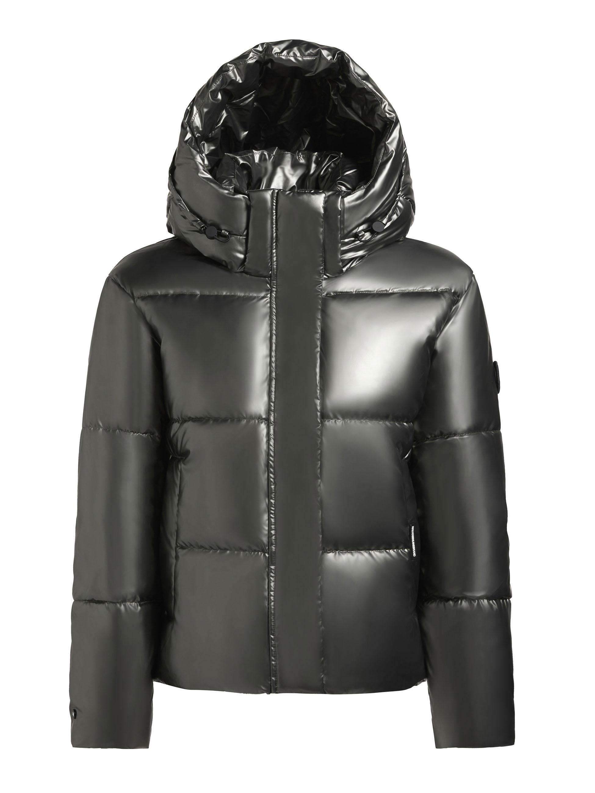 Glänzende kurze Winter Steppjacke "Devina Shiny-YM" Medium Grey