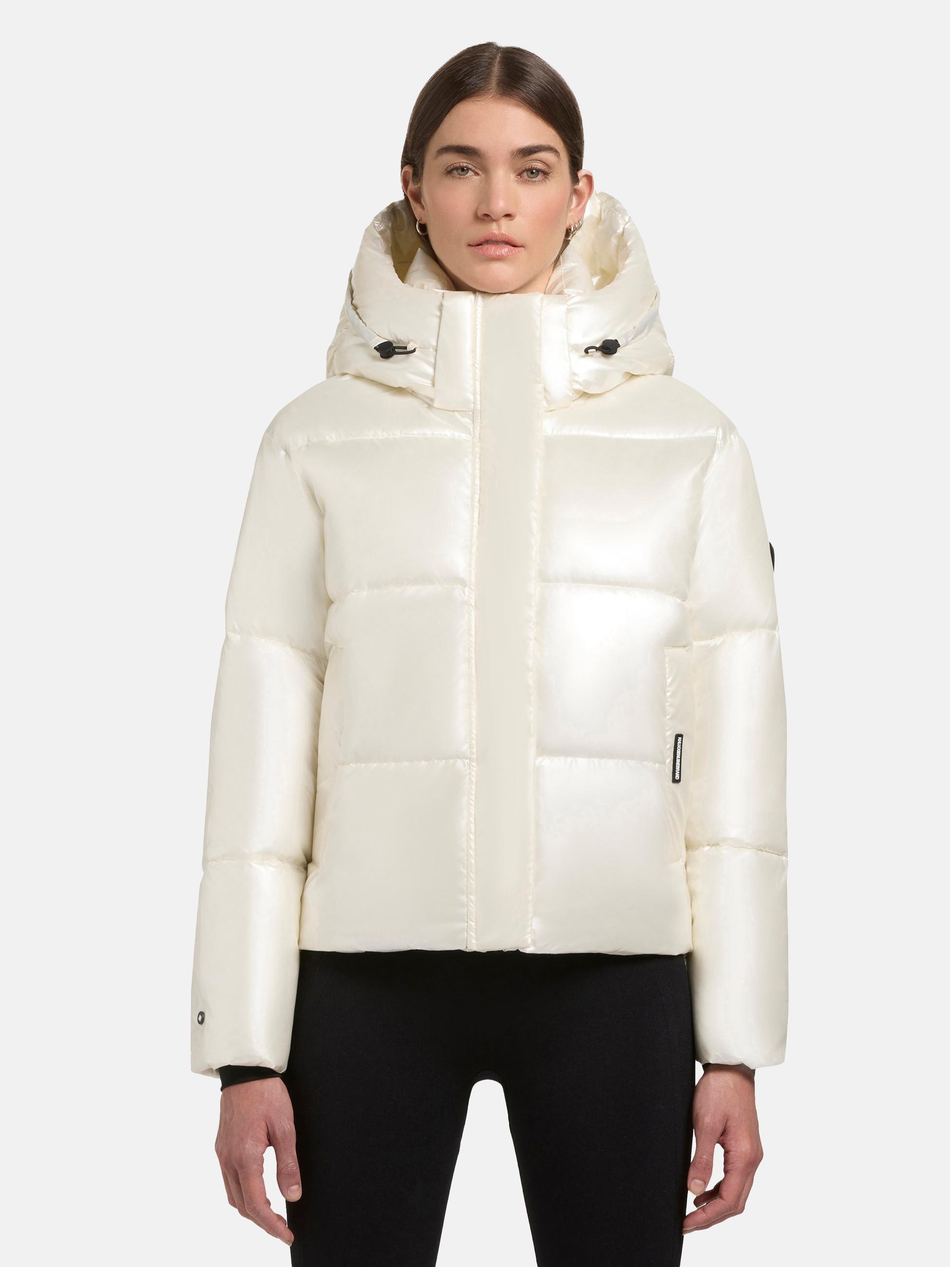 Glänzende kurze Winter Steppjacke "Devina Shiny-YM" Off White