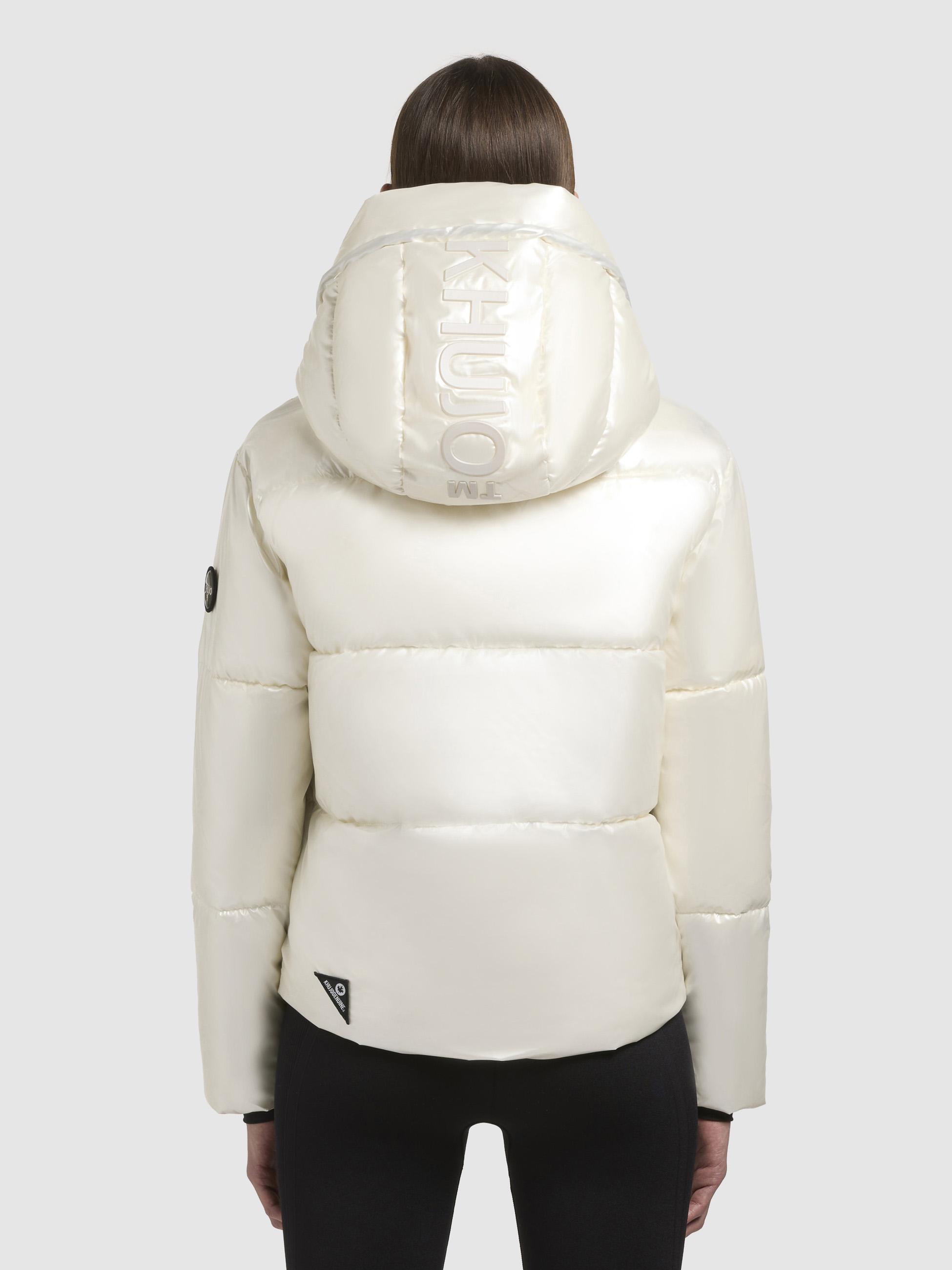 Glänzende kurze Winter Steppjacke "Devina Shiny-YM" Off White