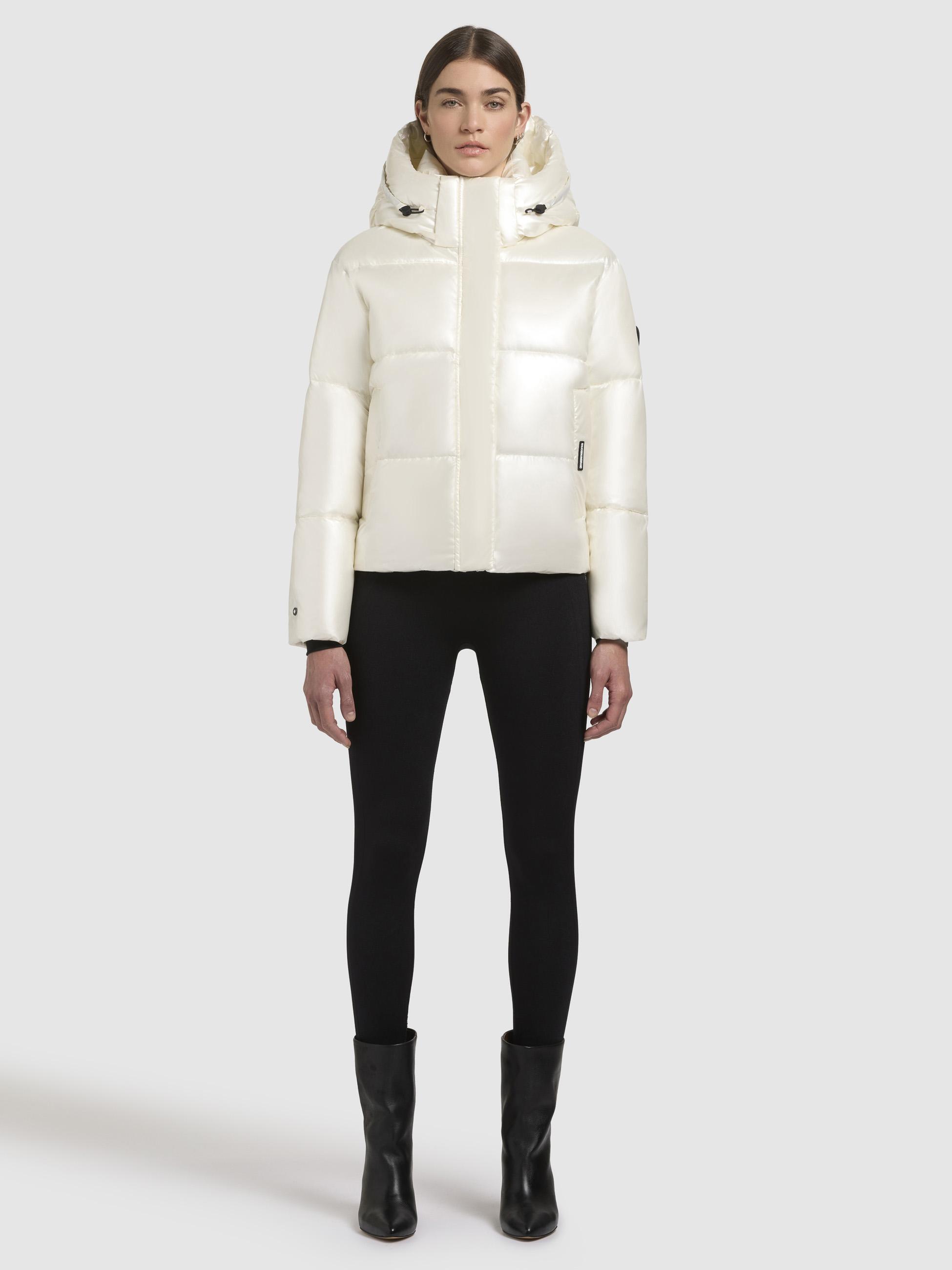 Glänzende kurze Winter Steppjacke "Devina Shiny-YM" Off White