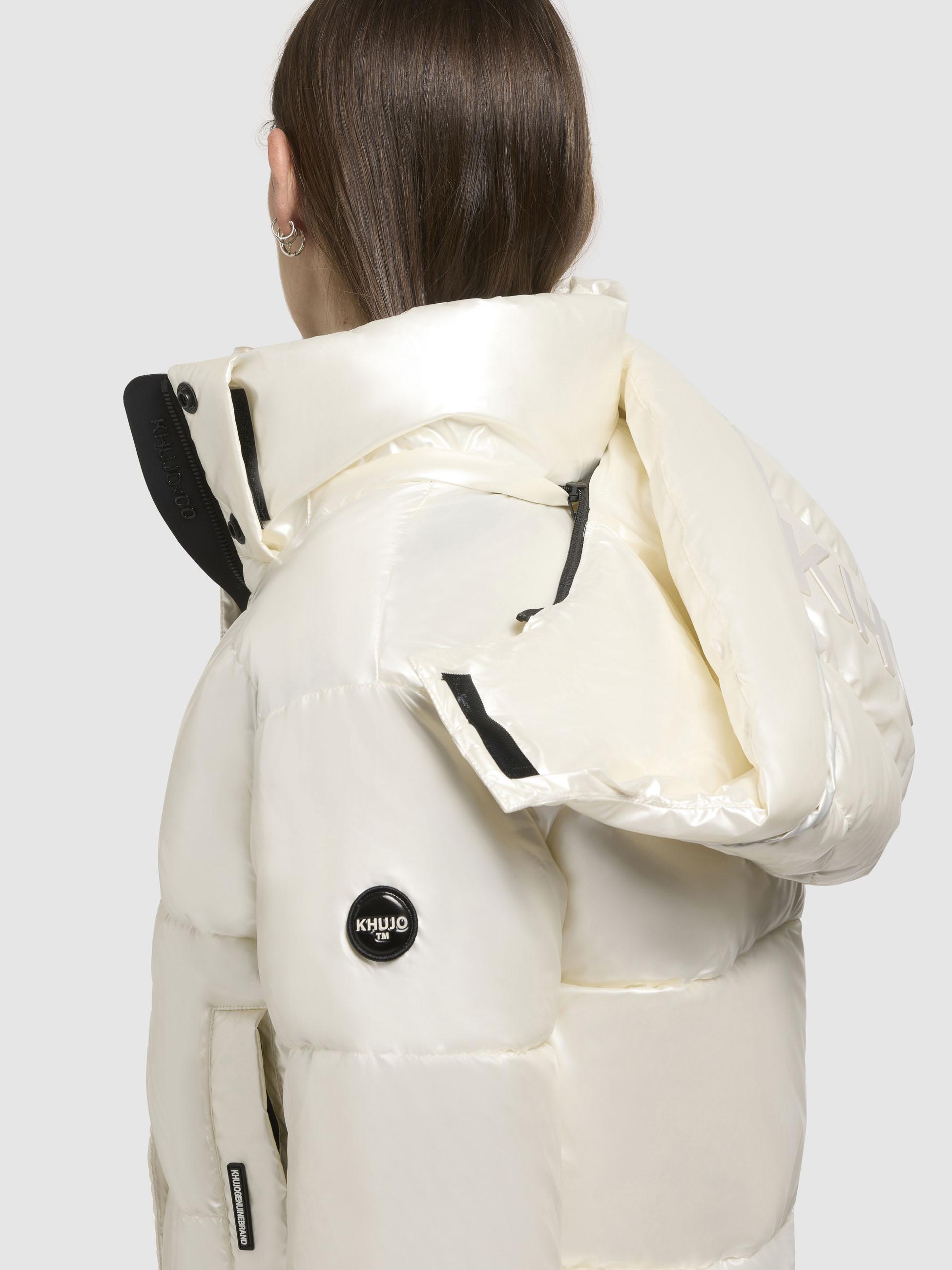 Glänzende kurze Winter Steppjacke "Devina Shiny-YM" Off White