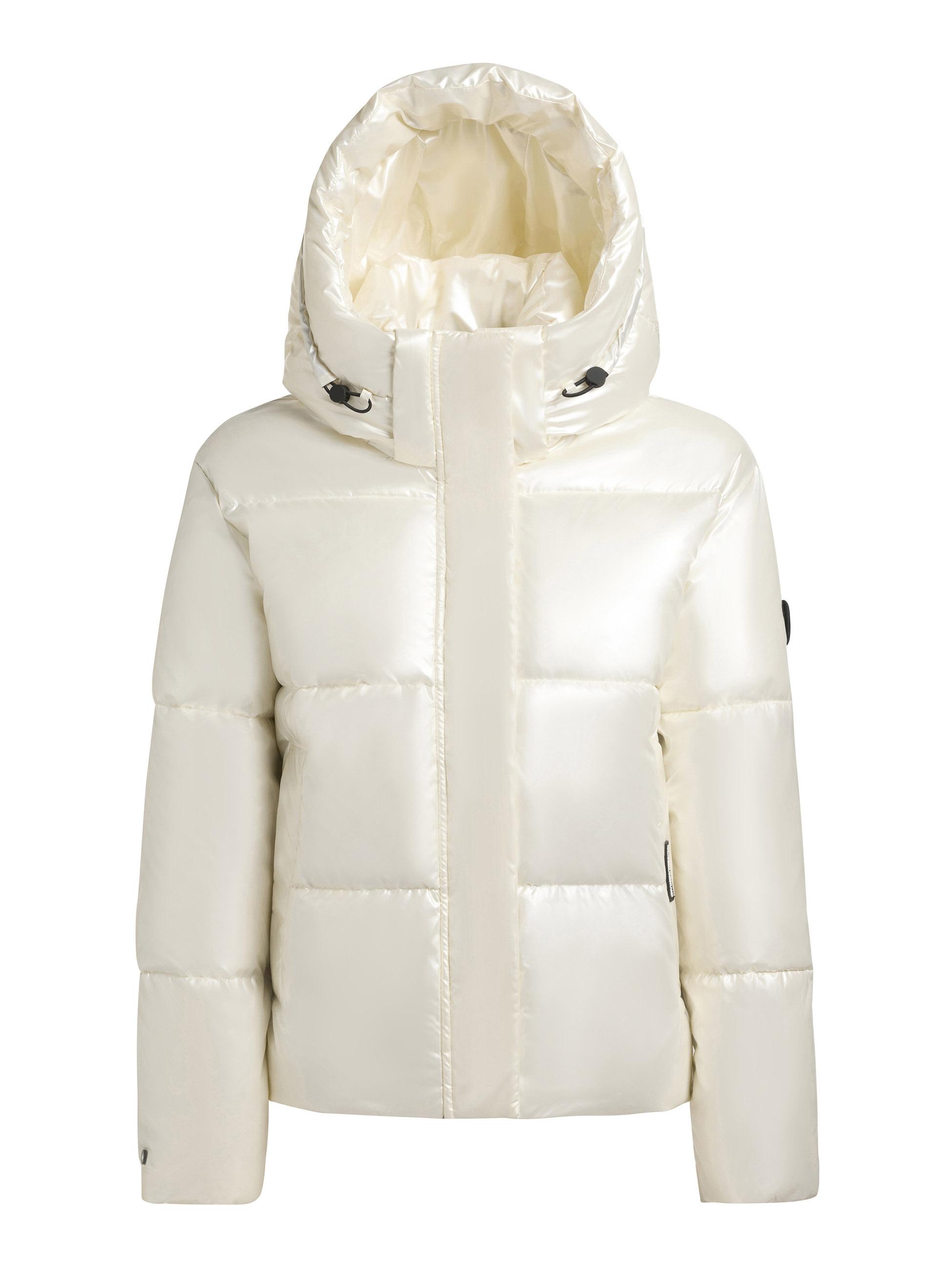 Glänzende kurze Winter Steppjacke "Devina Shiny-YM" Off White