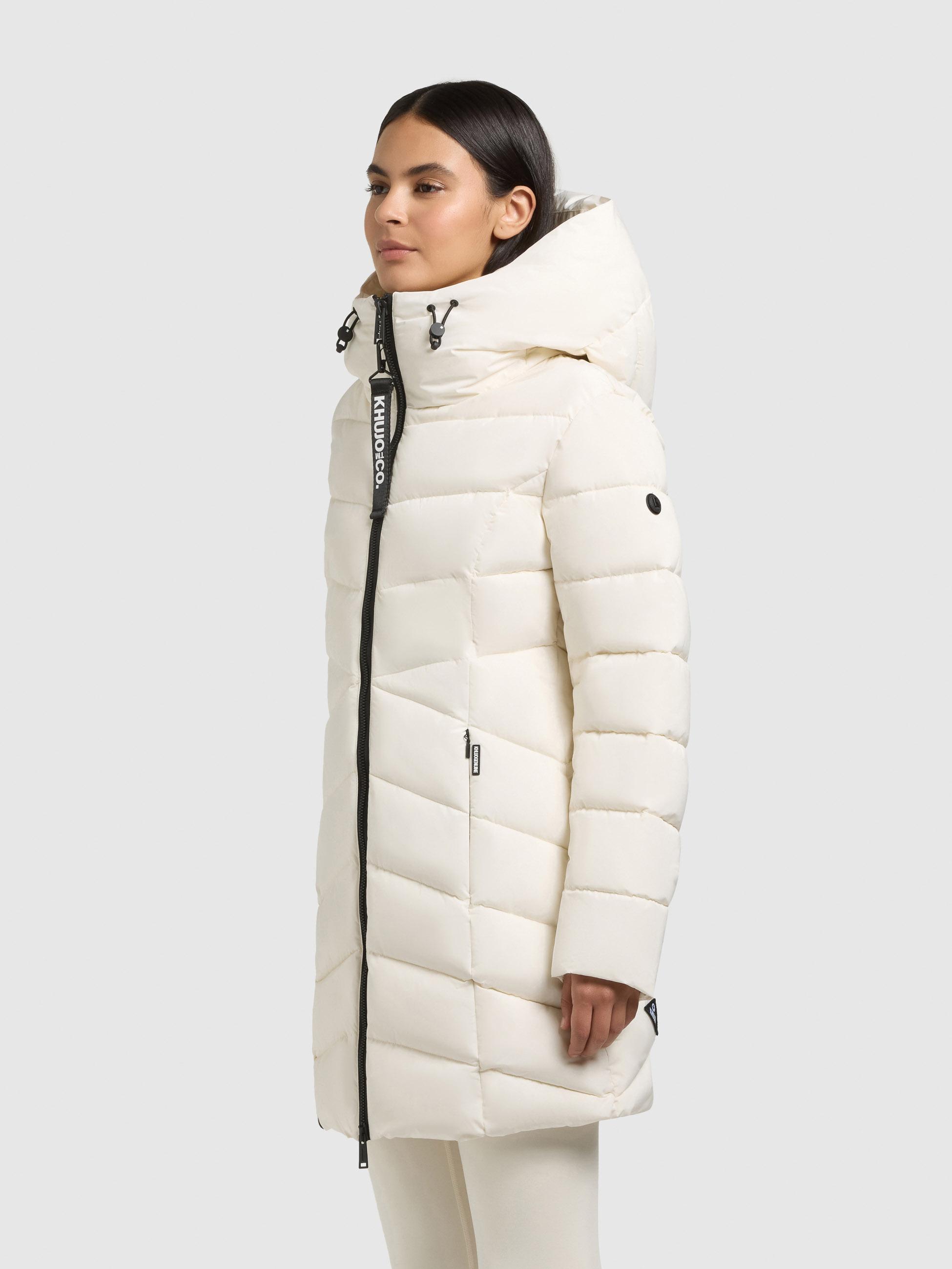 Winter Steppmantel mit Inlay und Kapuze "Dier" Luna White