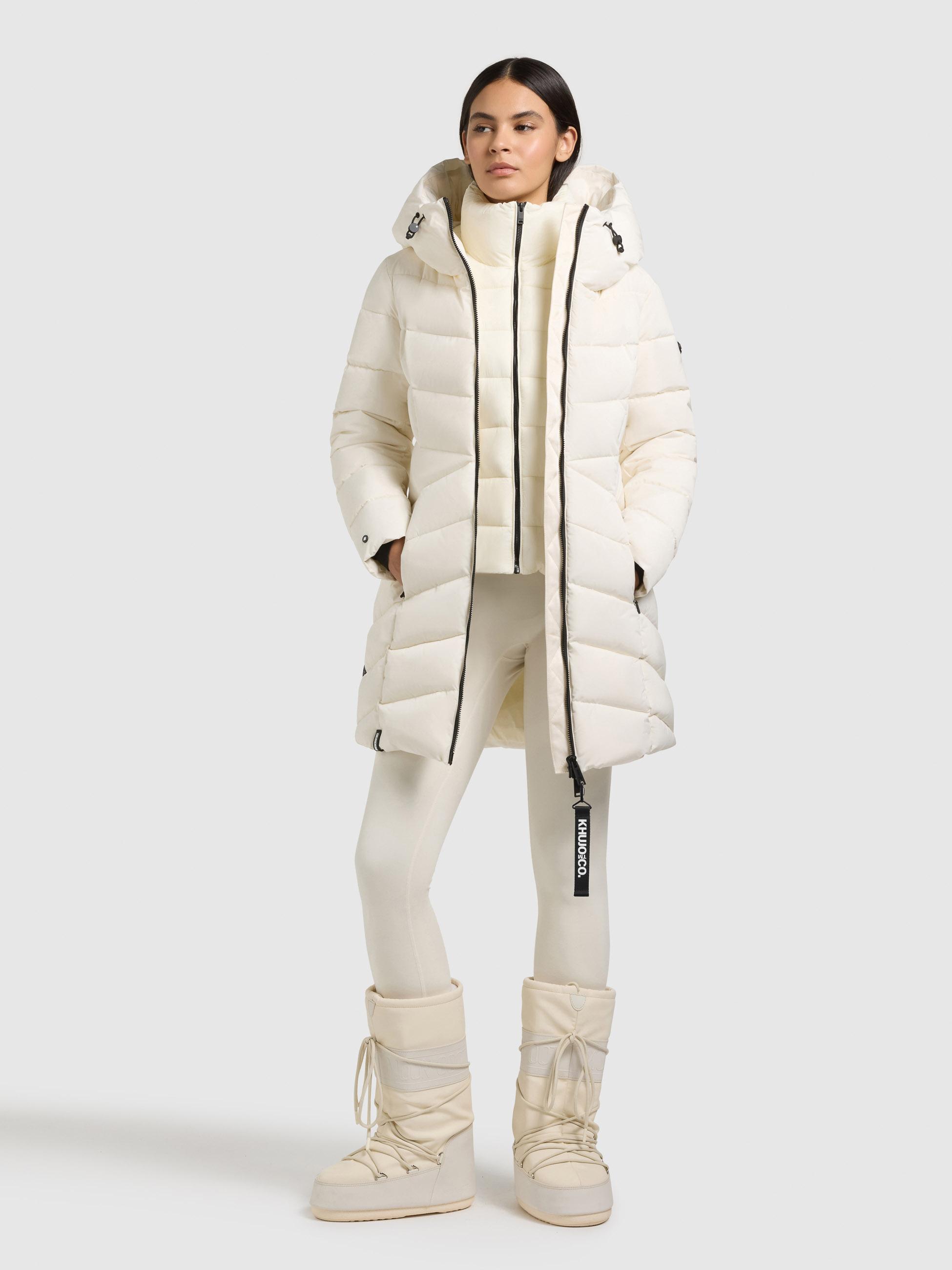 Winter Steppmantel mit Inlay und Kapuze "Dier" Luna White