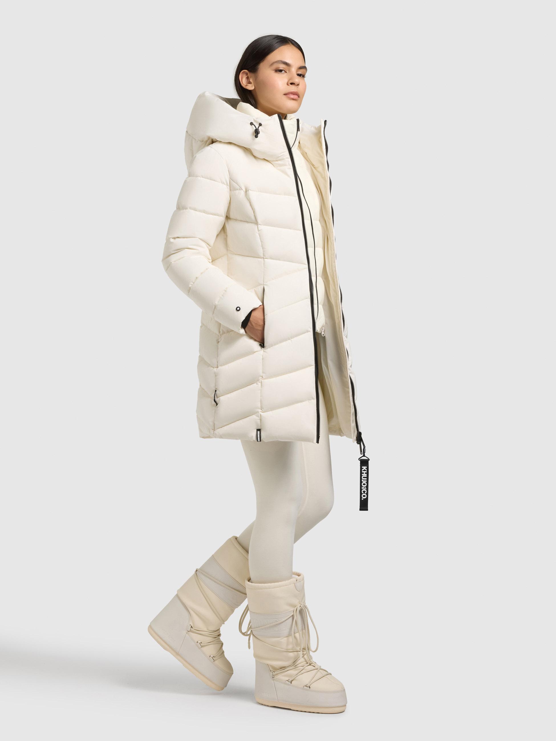 Winter Steppmantel mit Inlay und Kapuze "Dier" Luna White