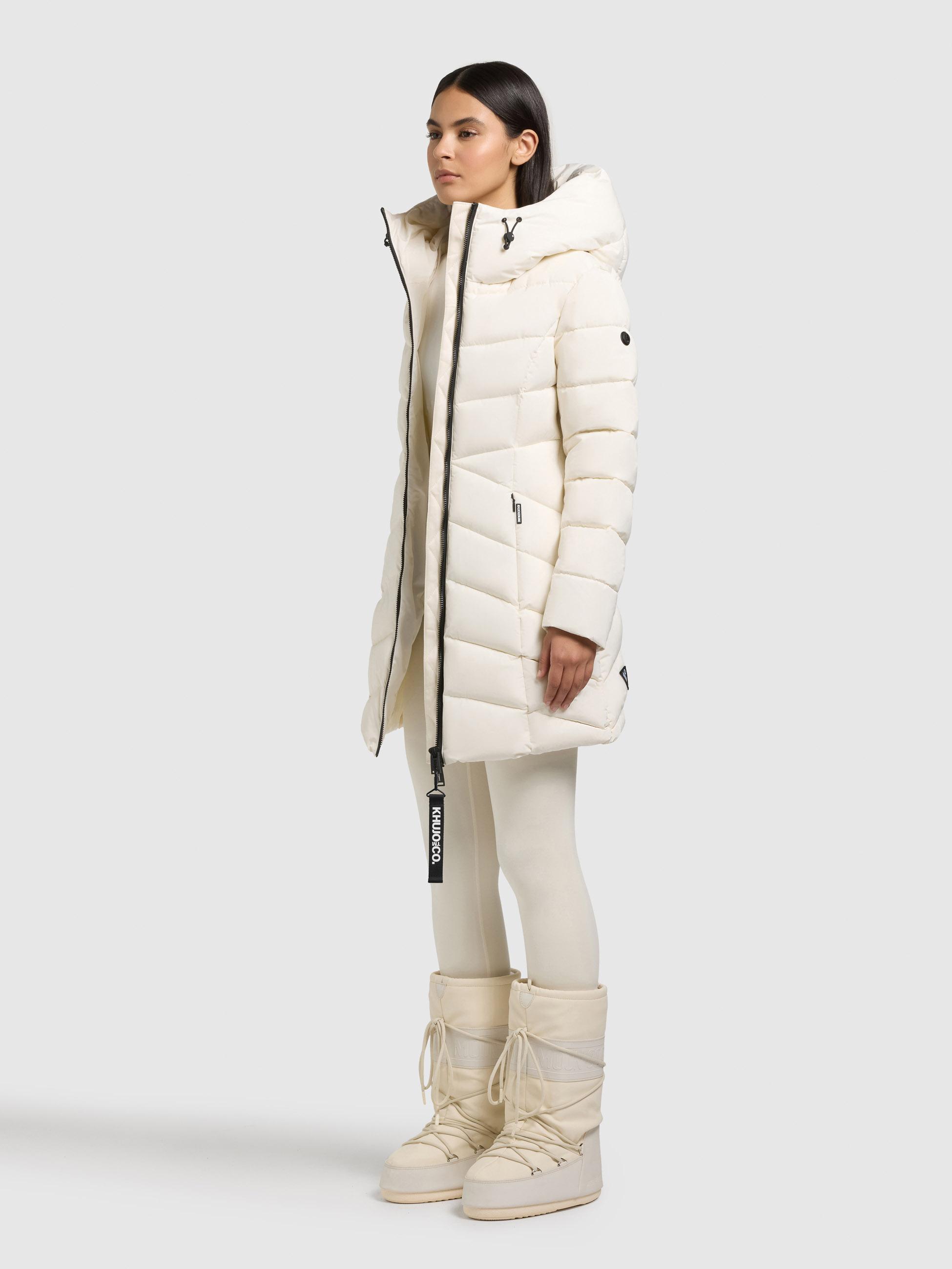 Winter Steppmantel mit Inlay und Kapuze "Dier" Luna White