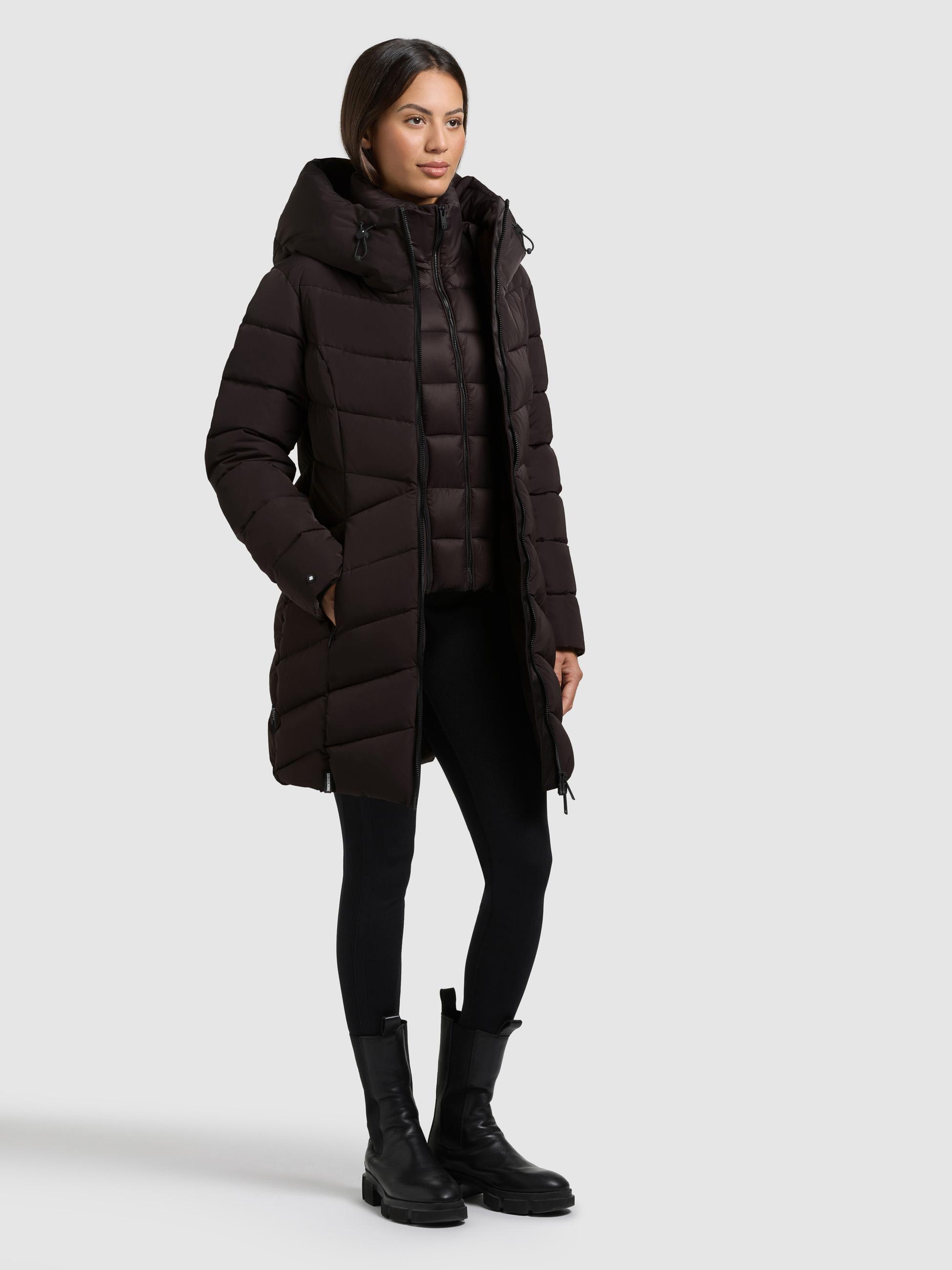 Winter Steppmantel mit Inlay und Kapuze "Dier" Moody Plum