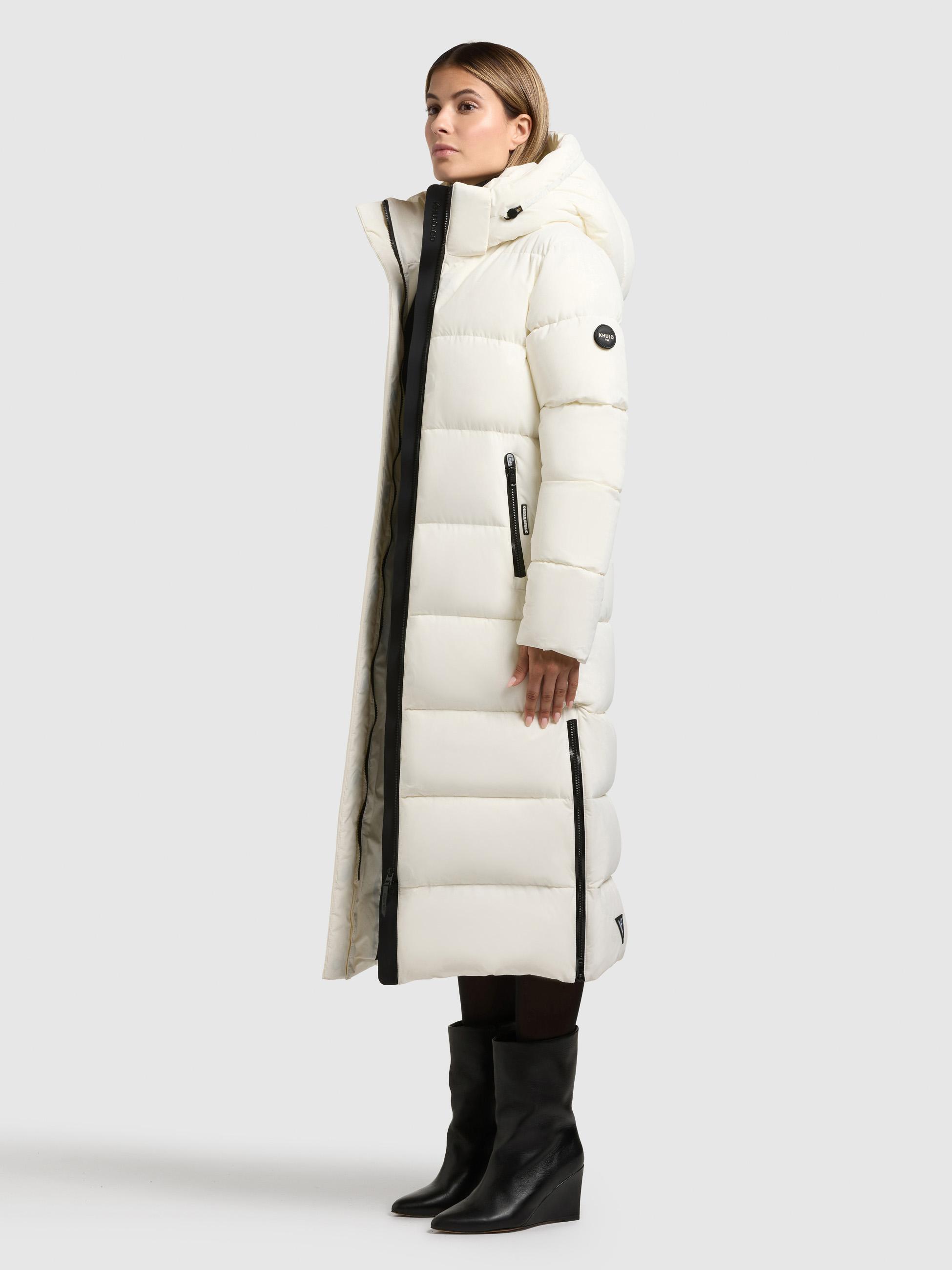 Extralanger Steppmantel mit abnehmbarer Kapuze "Dote2" Luna White
