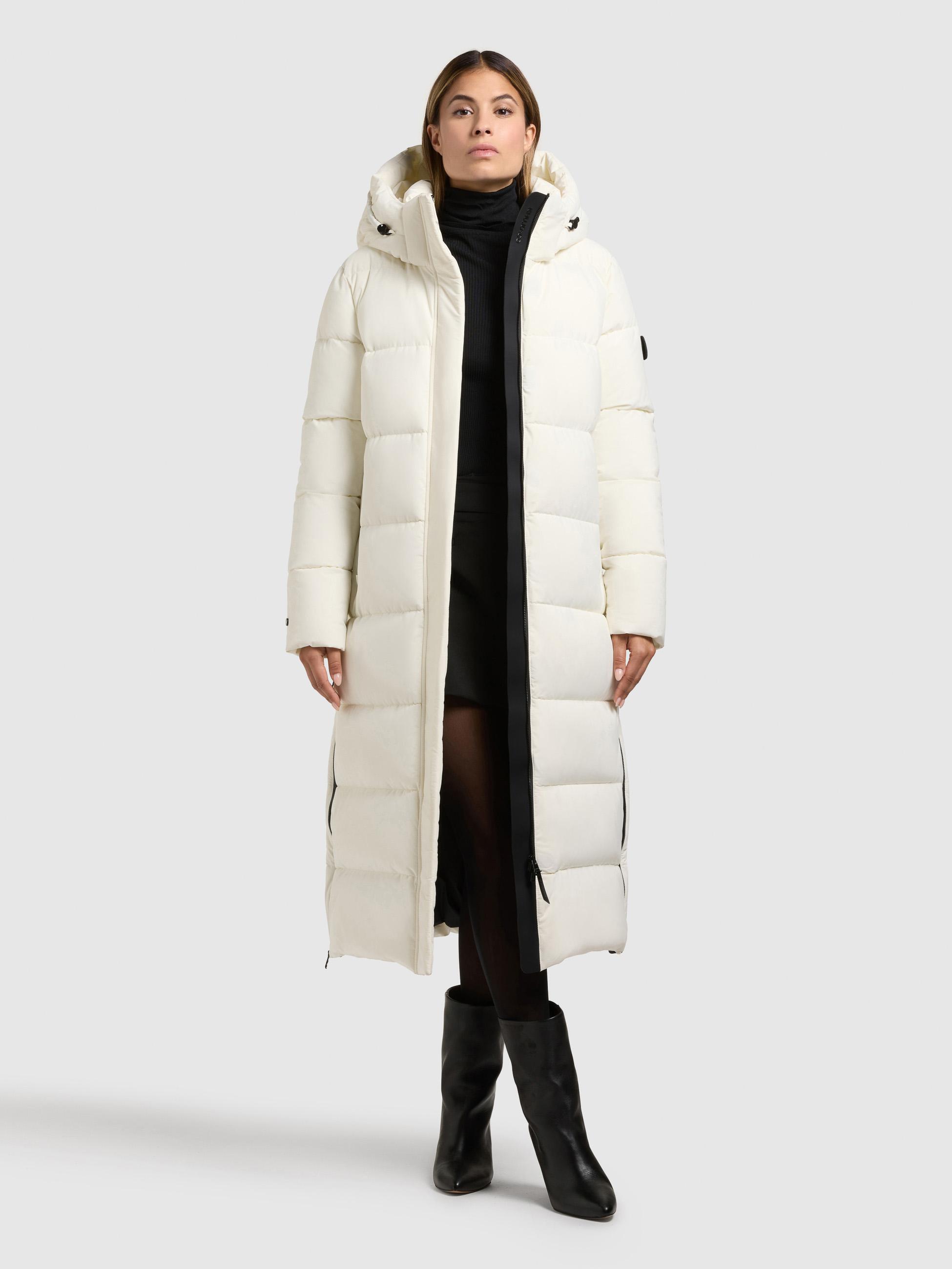 Extralanger Steppmantel mit abnehmbarer Kapuze "Dote2" Luna White