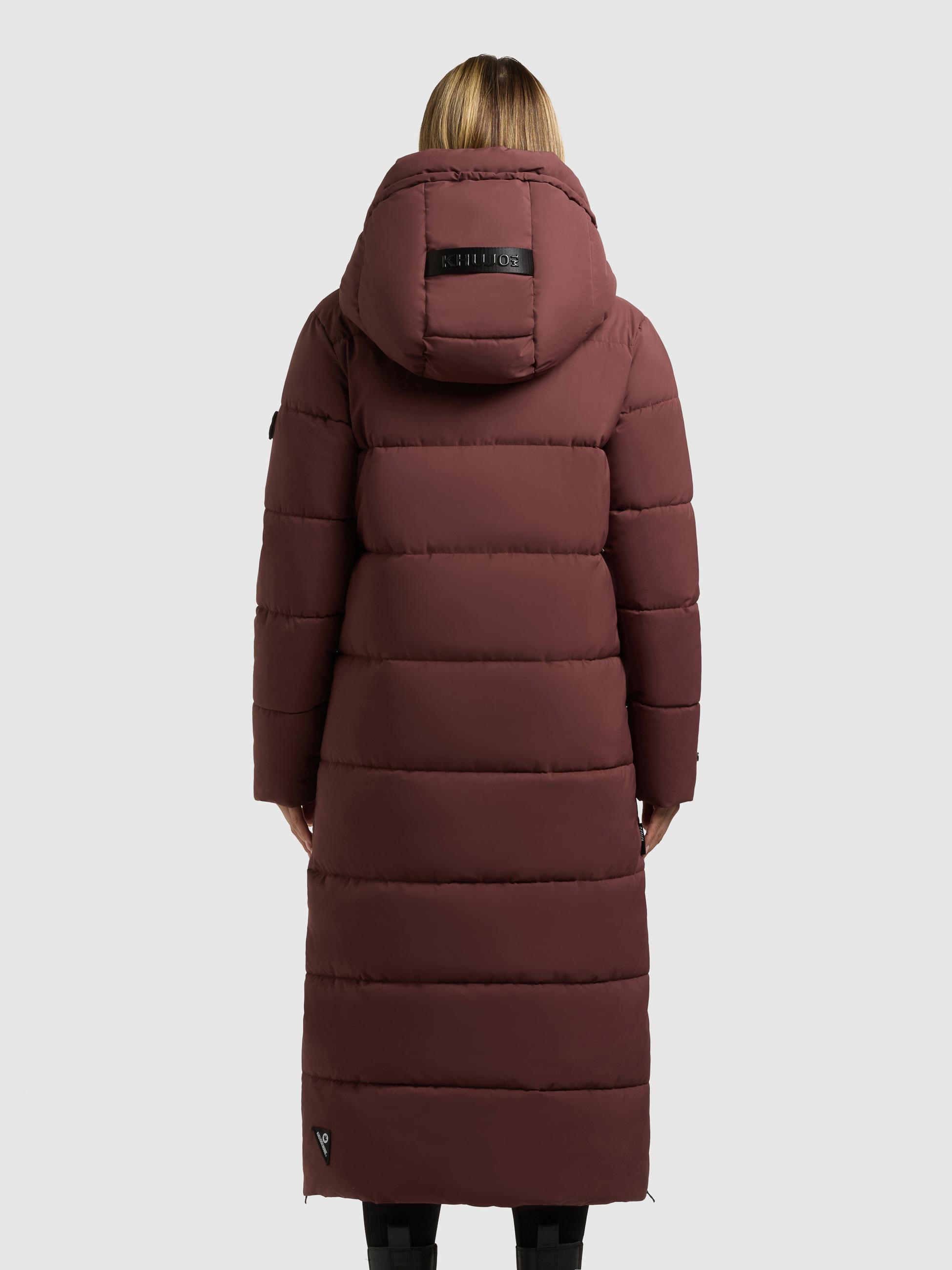 Extralanger Steppmantel mit abnehmbarer Kapuze "Dote2" Moscato Red