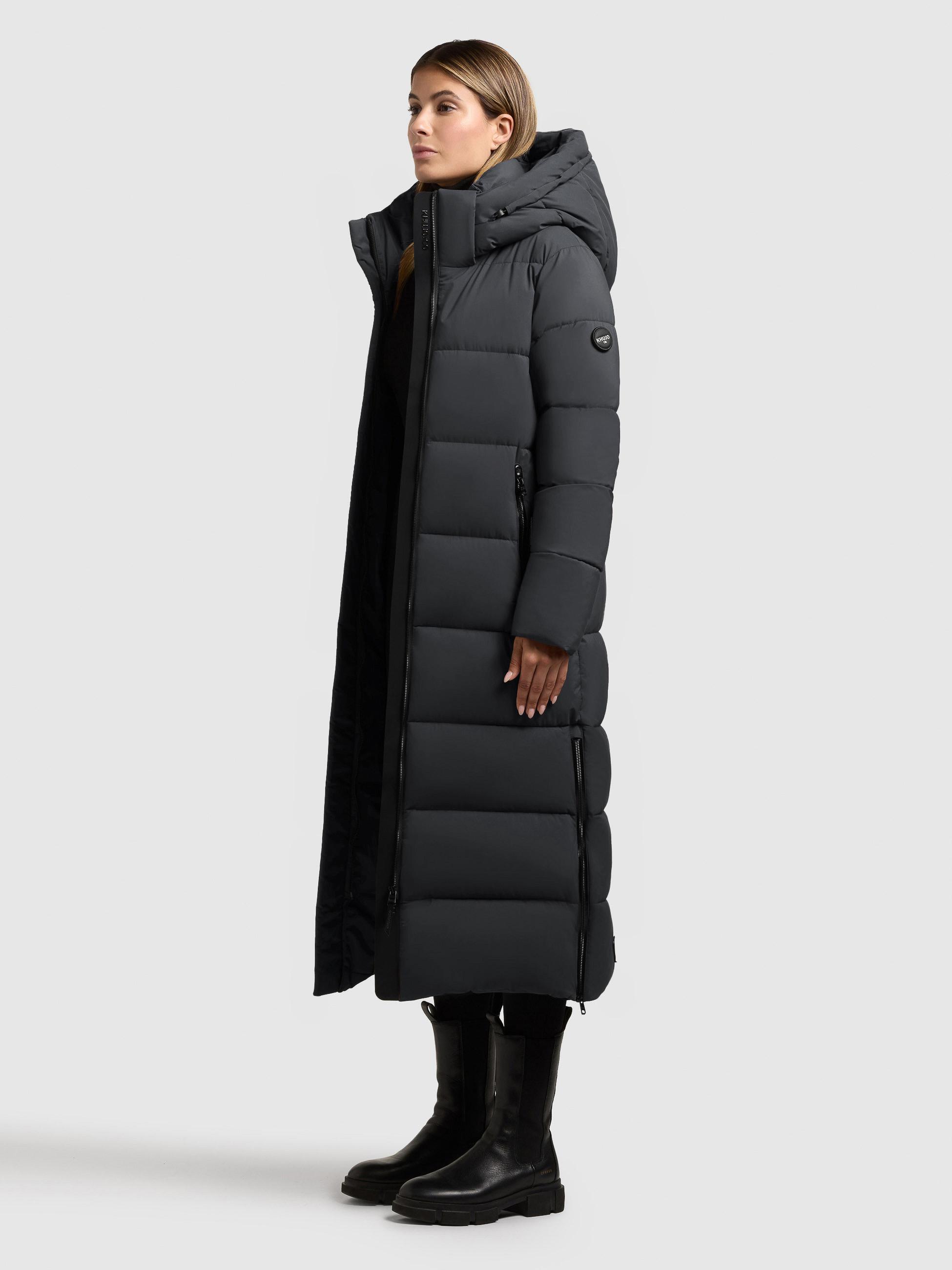 Extralanger Steppmantel mit abnehmbarer Kapuze "Dote2" Obrage Grey