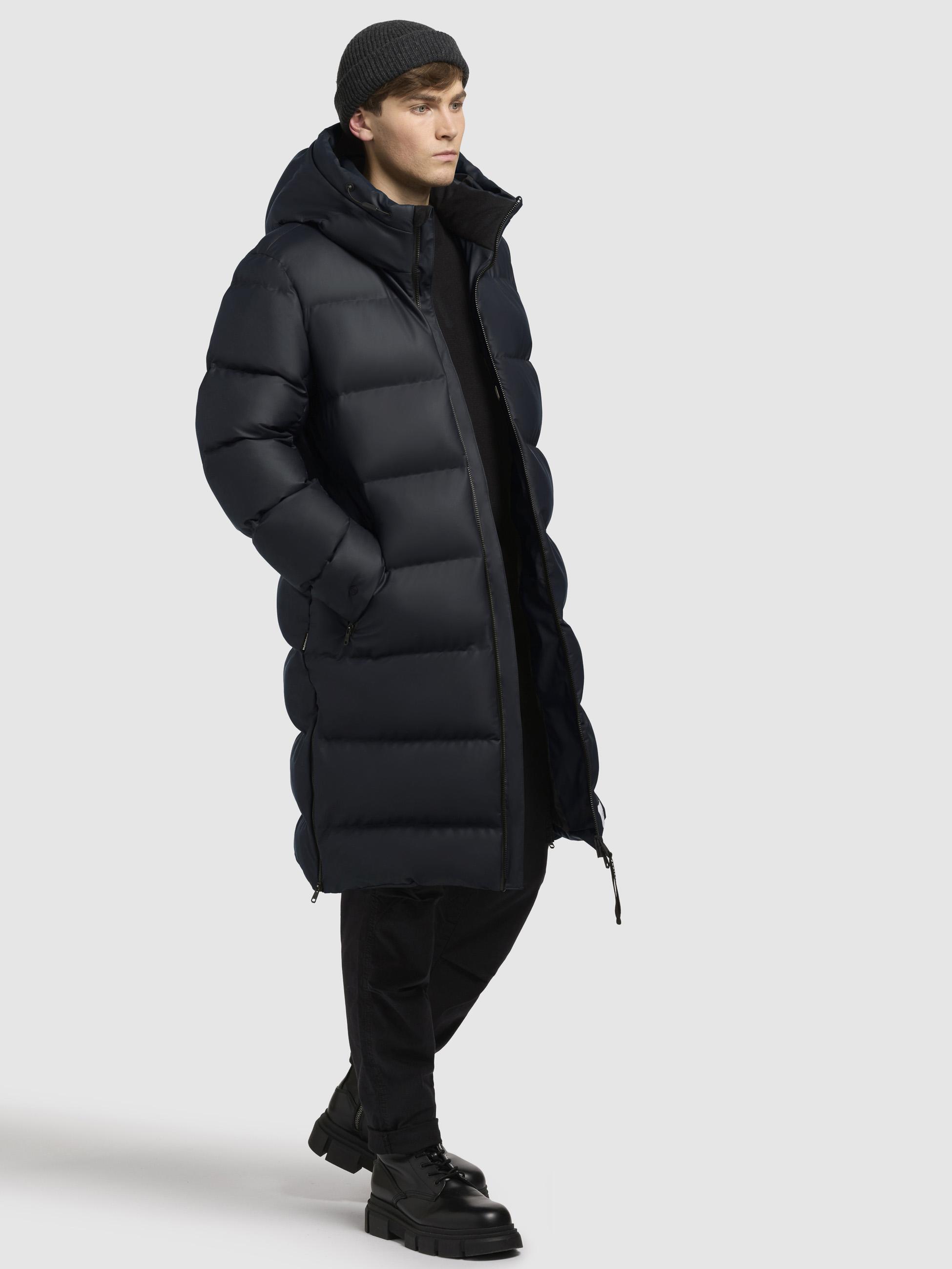 Winter Steppmantel mit integrierten Rucksack-Trägern innen "Earl-YM" Dark Navy