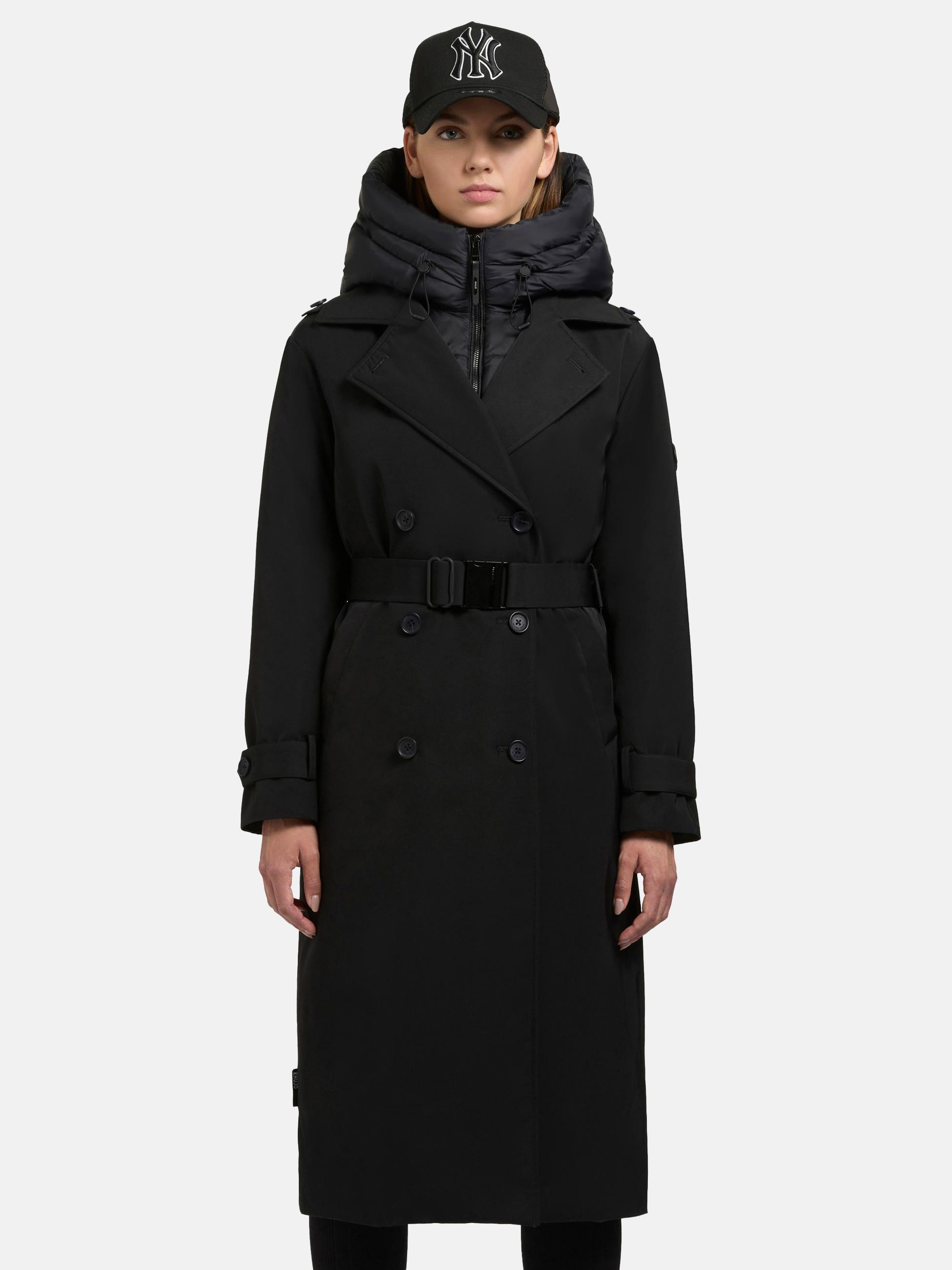 Warmer Trenchcoat mit abnehmbaren Kragen "Elena-YM" Black