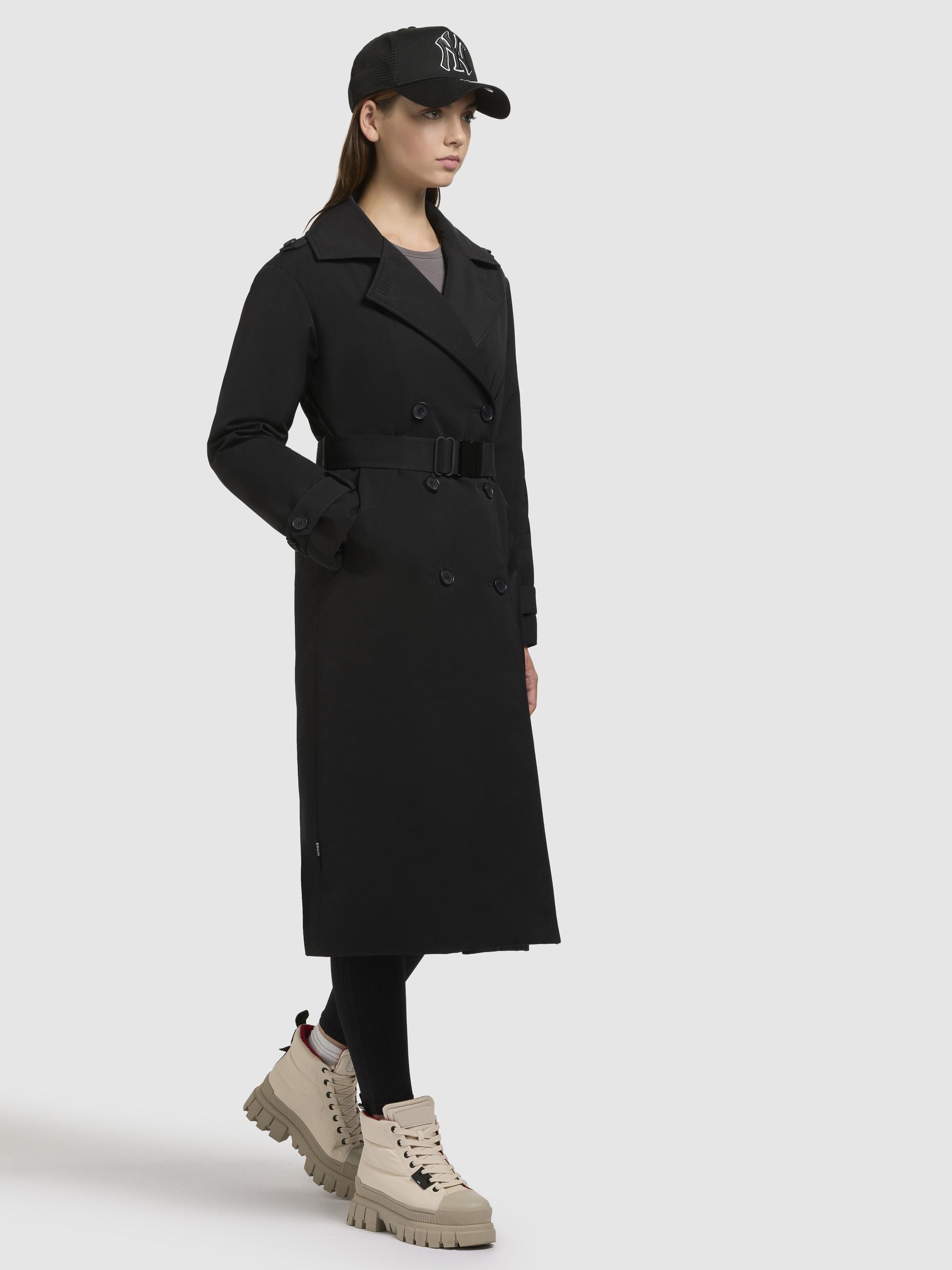 Warmer Trenchcoat mit abnehmbaren Kragen "Elena-YM" Black