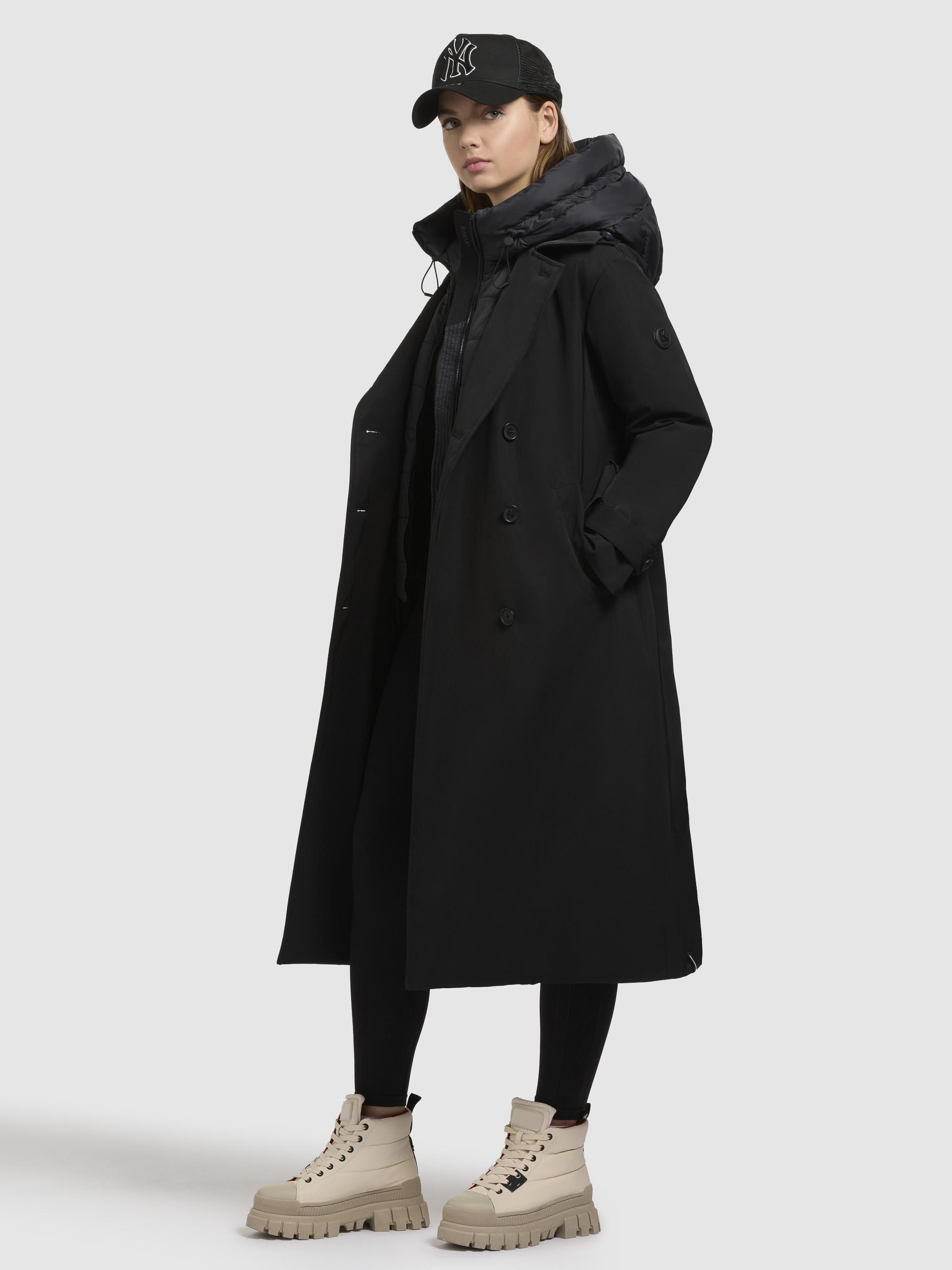 Warmer Trenchcoat mit abnehmbaren Kragen "Elena-YM" Black