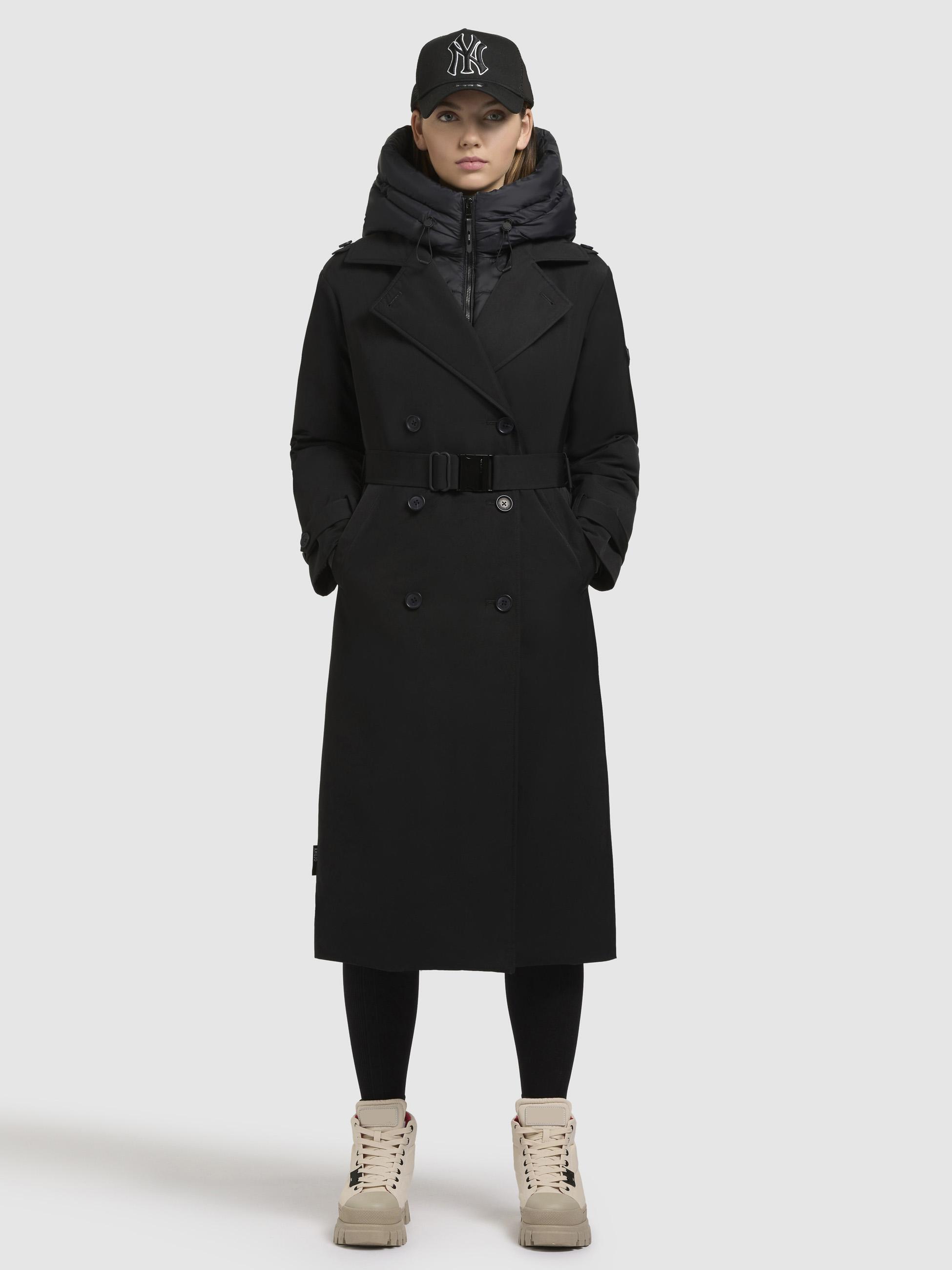 Warmer Trenchcoat mit abnehmbaren Kragen "Elena-YM" Black