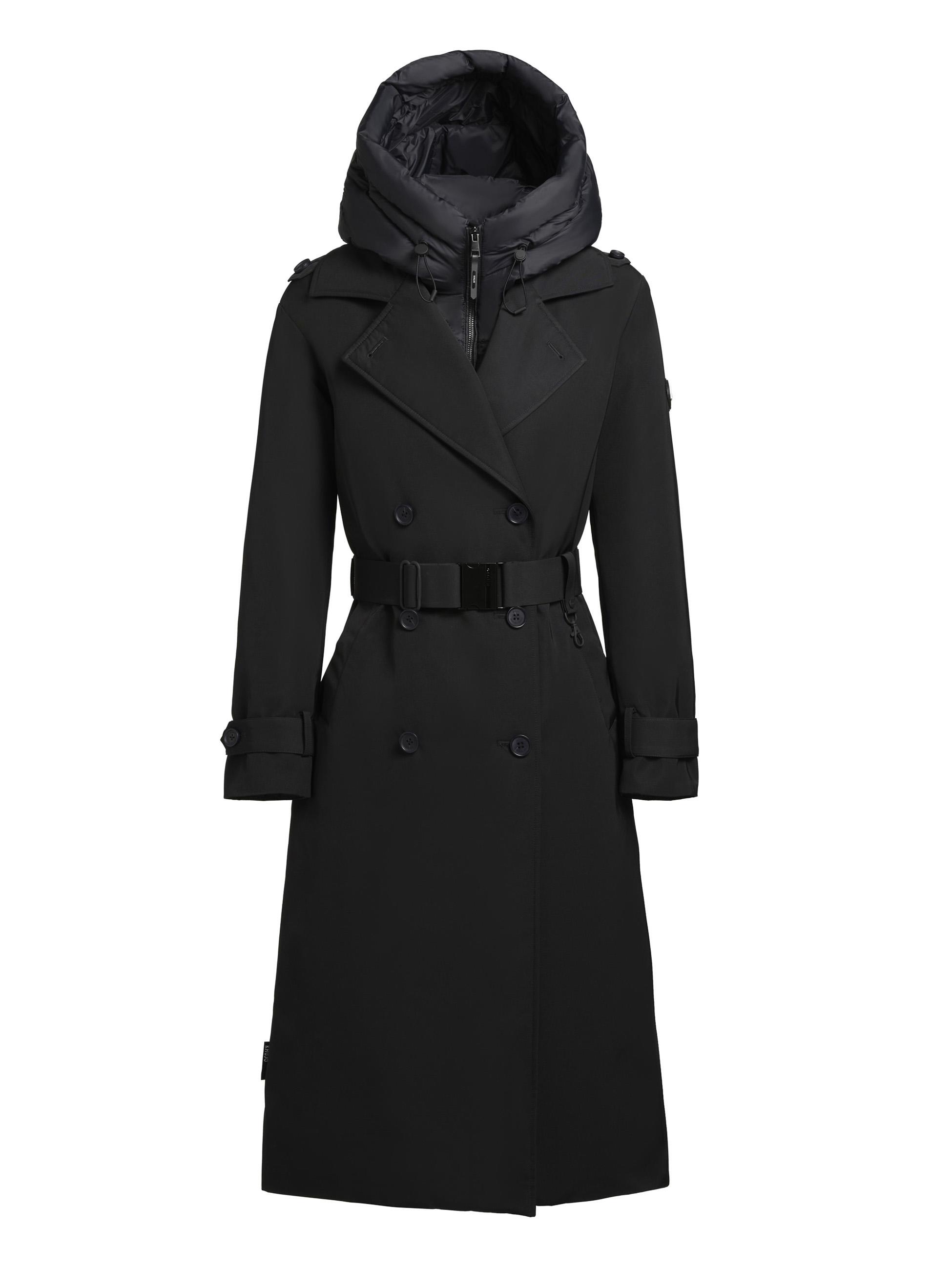 Warmer Trenchcoat mit abnehmbaren Kragen "Elena-YM" Black