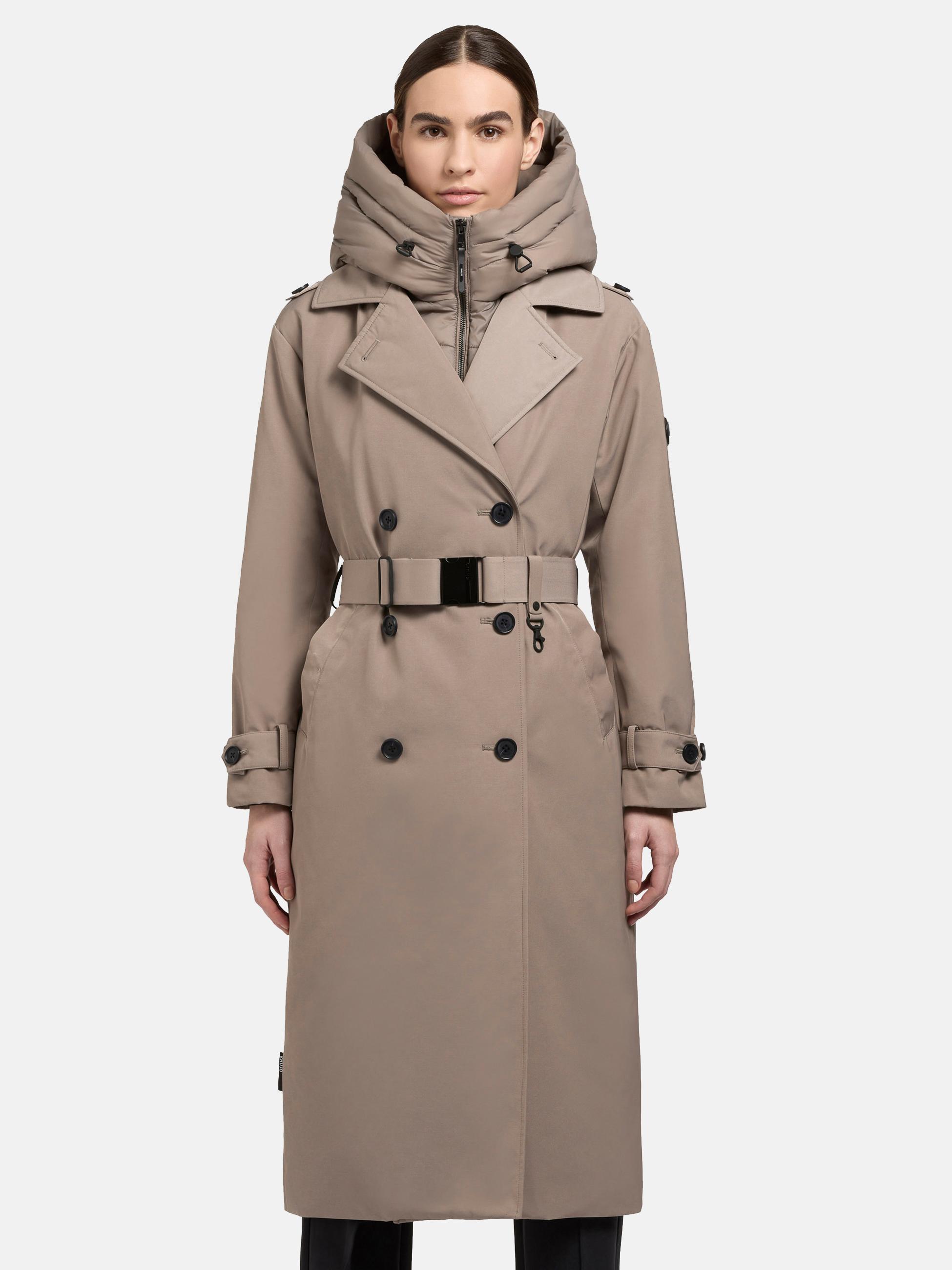 Warmer Trenchcoat mit abnehmbaren Kragen "Elena-YM" Greige