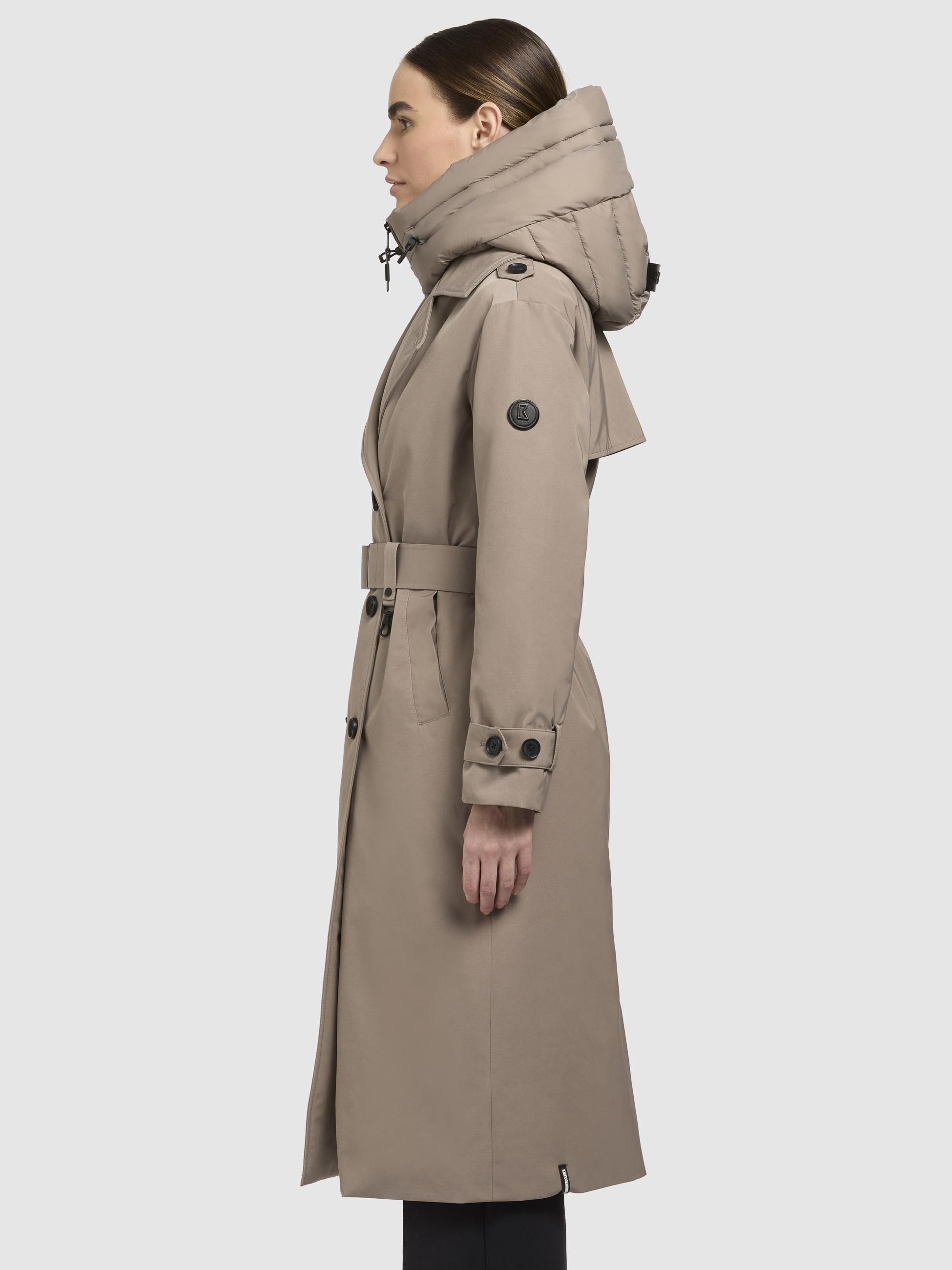 Warmer Trenchcoat mit abnehmbaren Kragen "Elena-YM" Greige