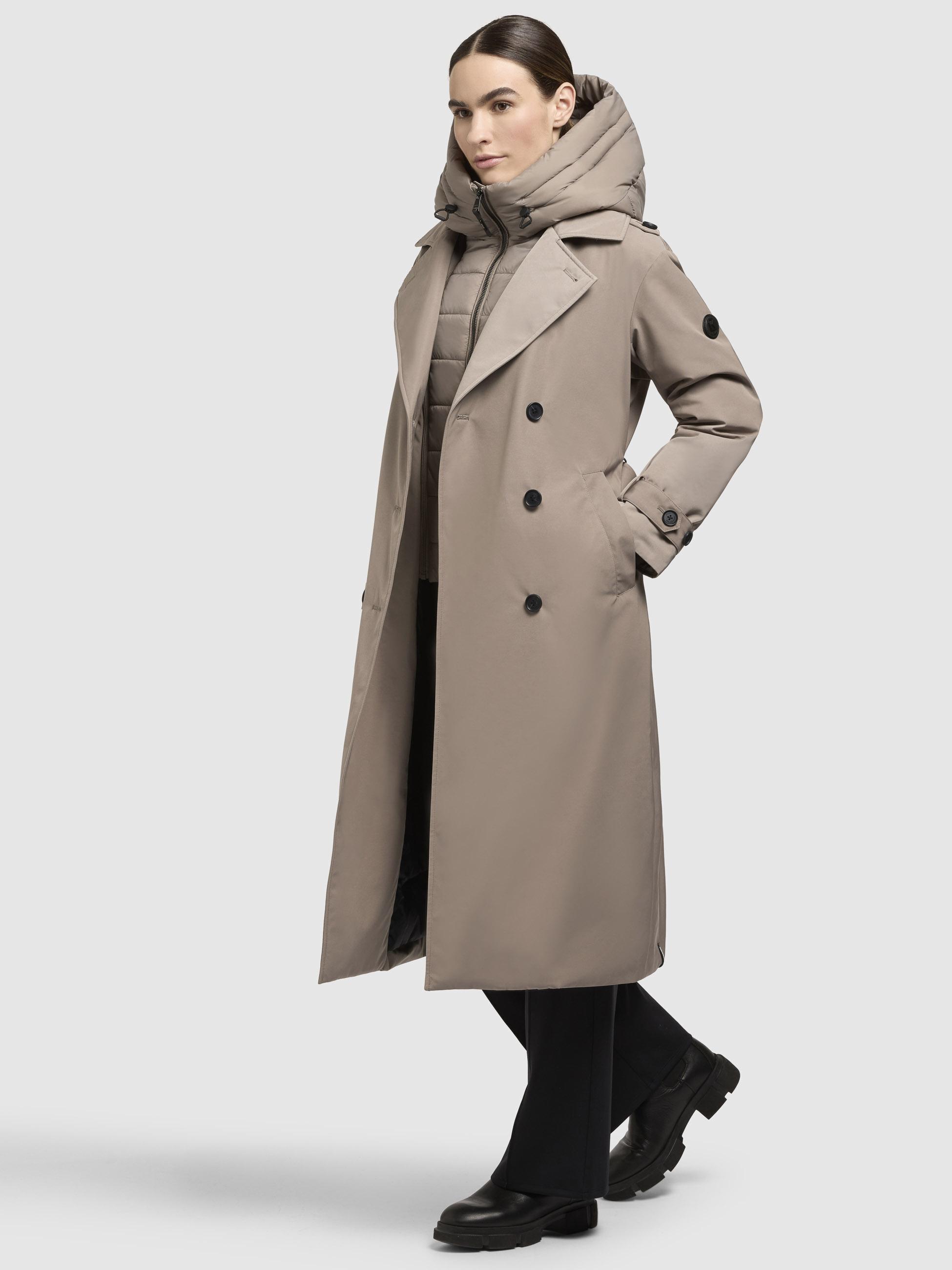 Warmer Trenchcoat mit abnehmbaren Kragen "Elena-YM" Greige