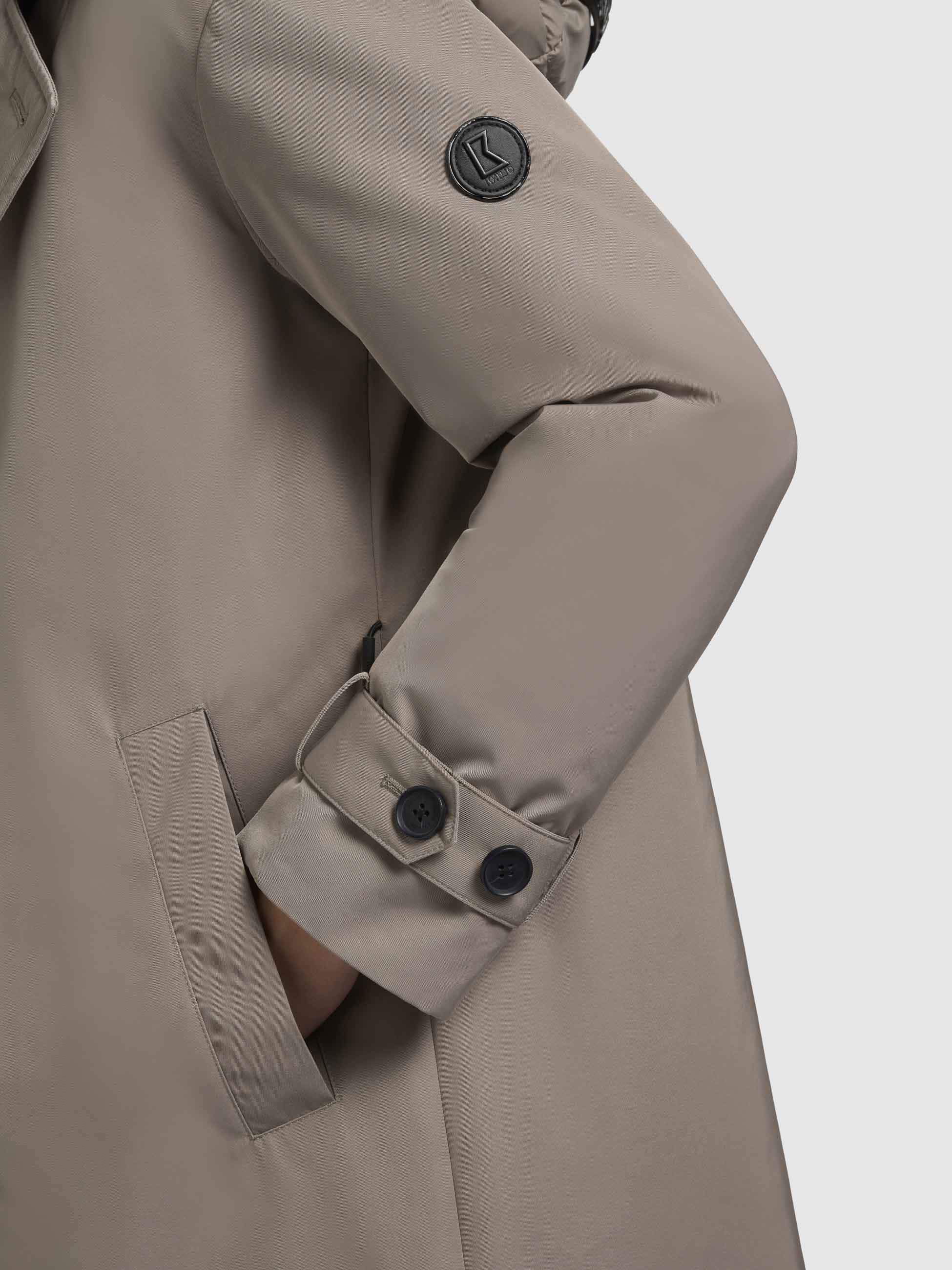 Warmer Trenchcoat mit abnehmbaren Kragen "Elena-YM" Greige