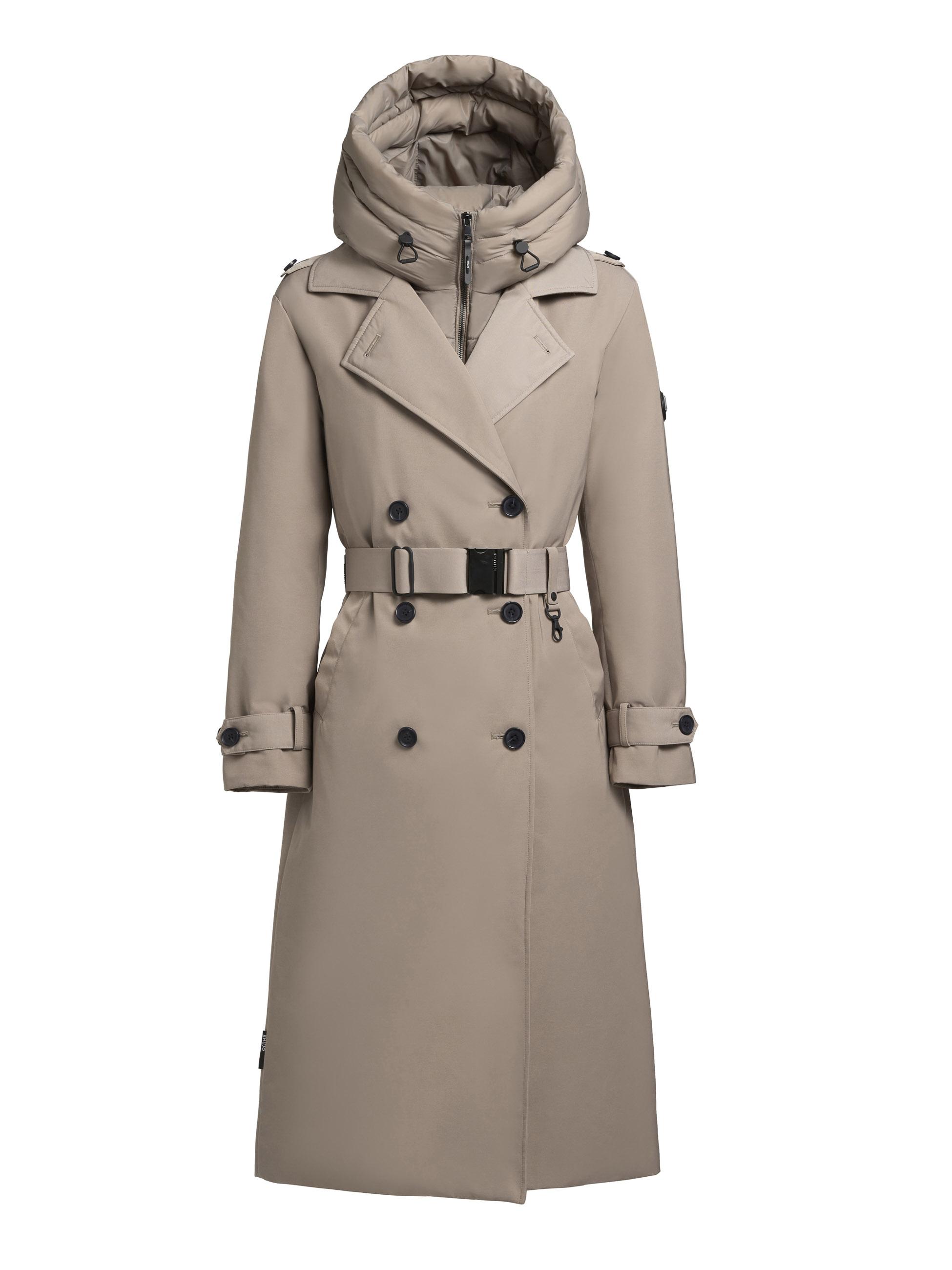 Warmer Trenchcoat mit abnehmbaren Kragen "Elena-YM" Greige