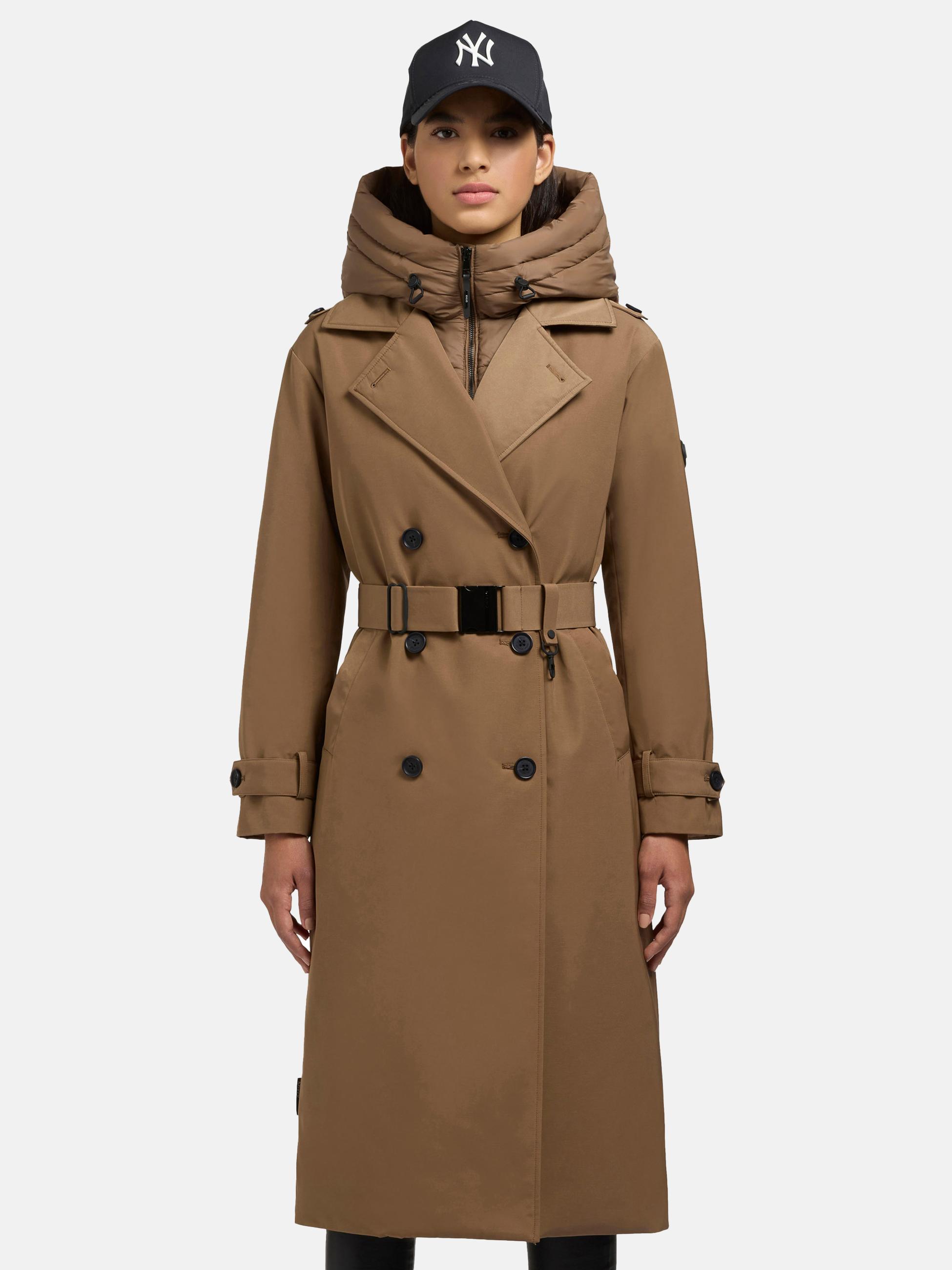 Warmer Trenchcoat mit abnehmbaren Kragen "Elena-YM" Indian Nougat