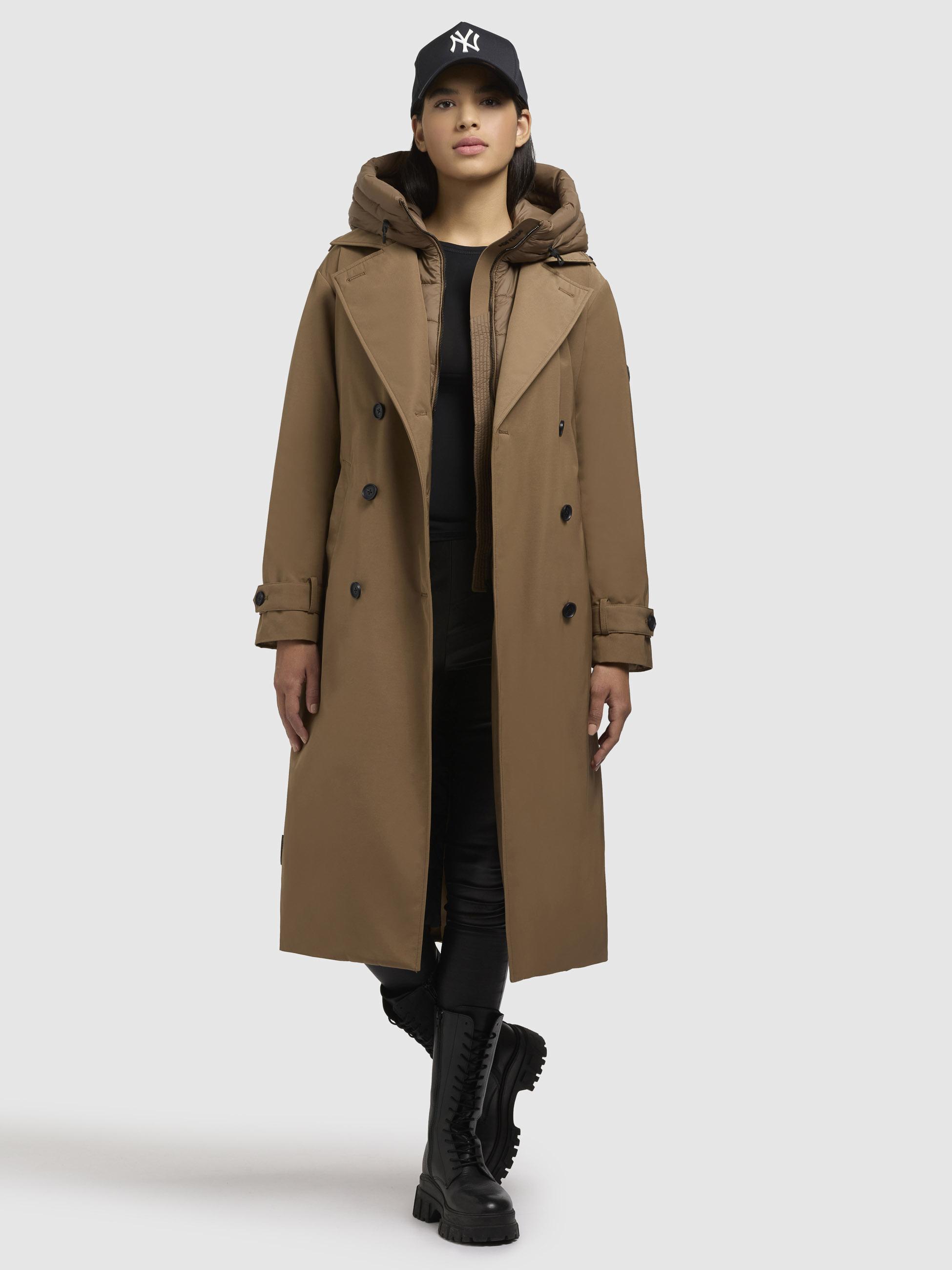 Warmer Trenchcoat mit abnehmbaren Kragen "Elena-YM" Indian Nougat