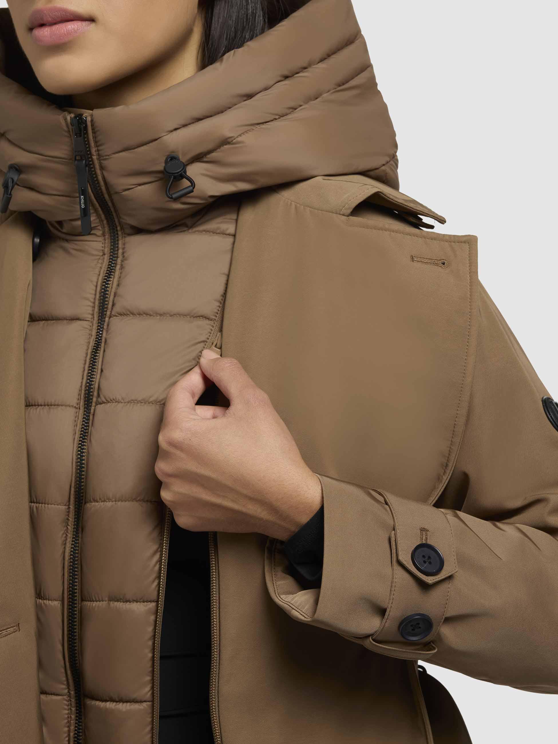 Warmer Trenchcoat mit abnehmbaren Kragen "Elena-YM" Indian Nougat