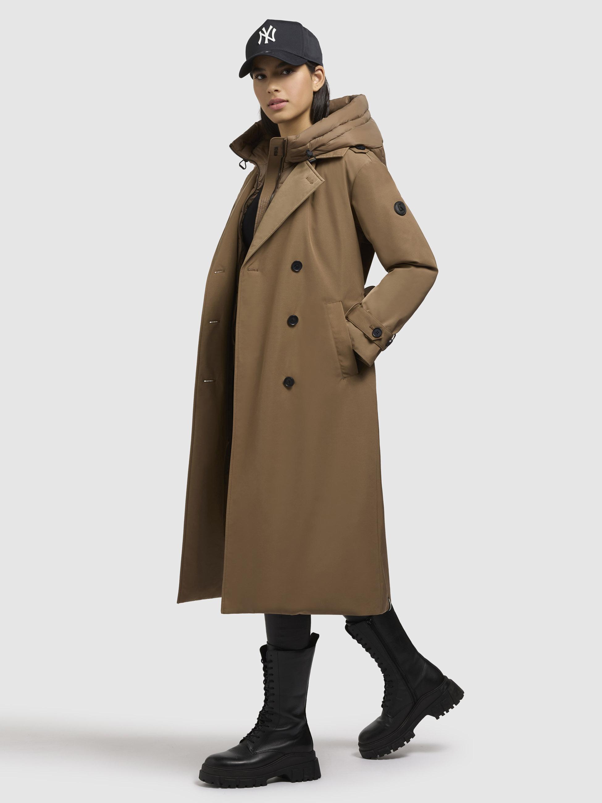 Warmer Trenchcoat mit abnehmbaren Kragen "Elena-YM" Indian Nougat