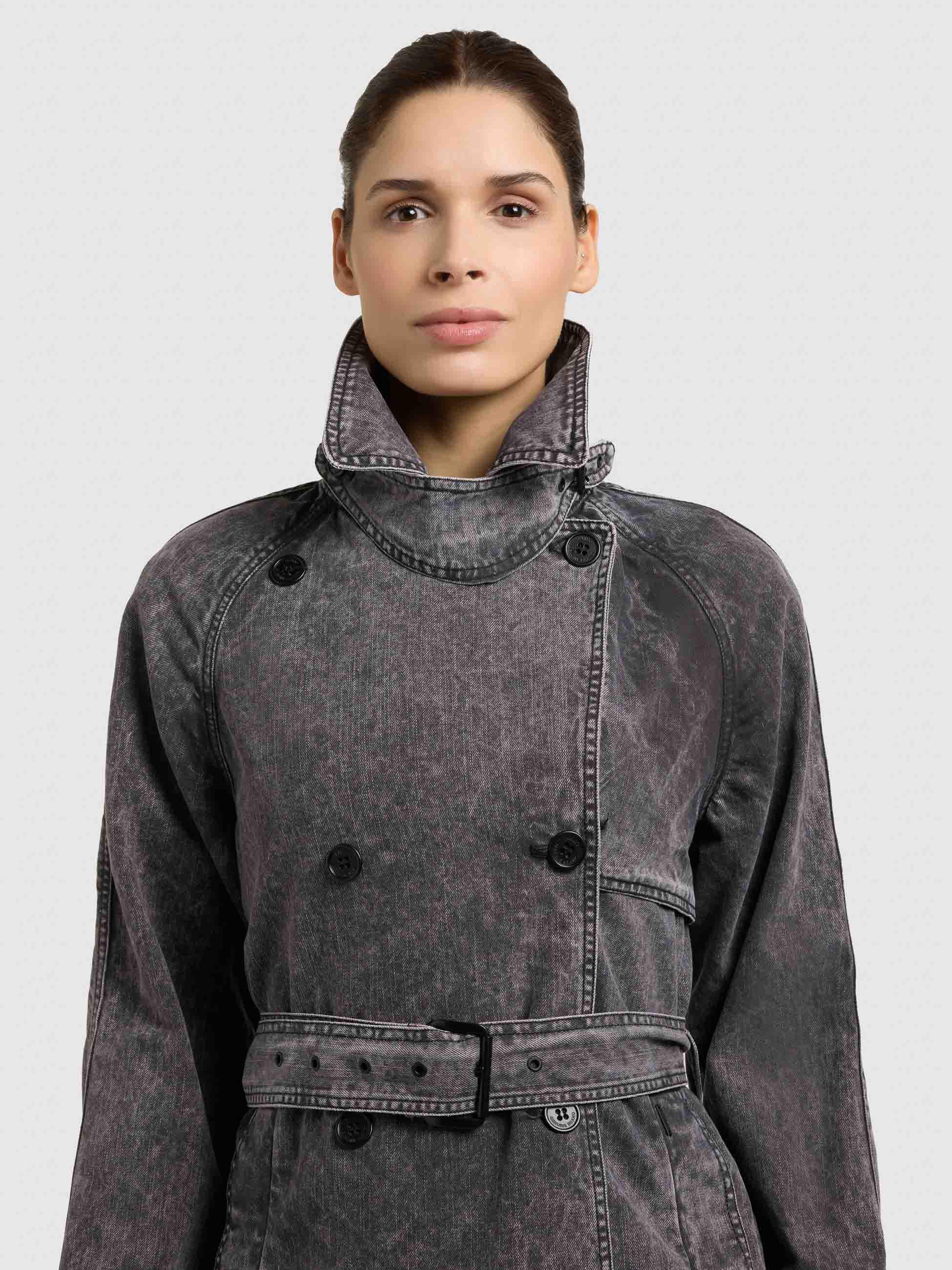 Jeansmantel mit Taillengürtel "Enza" Black