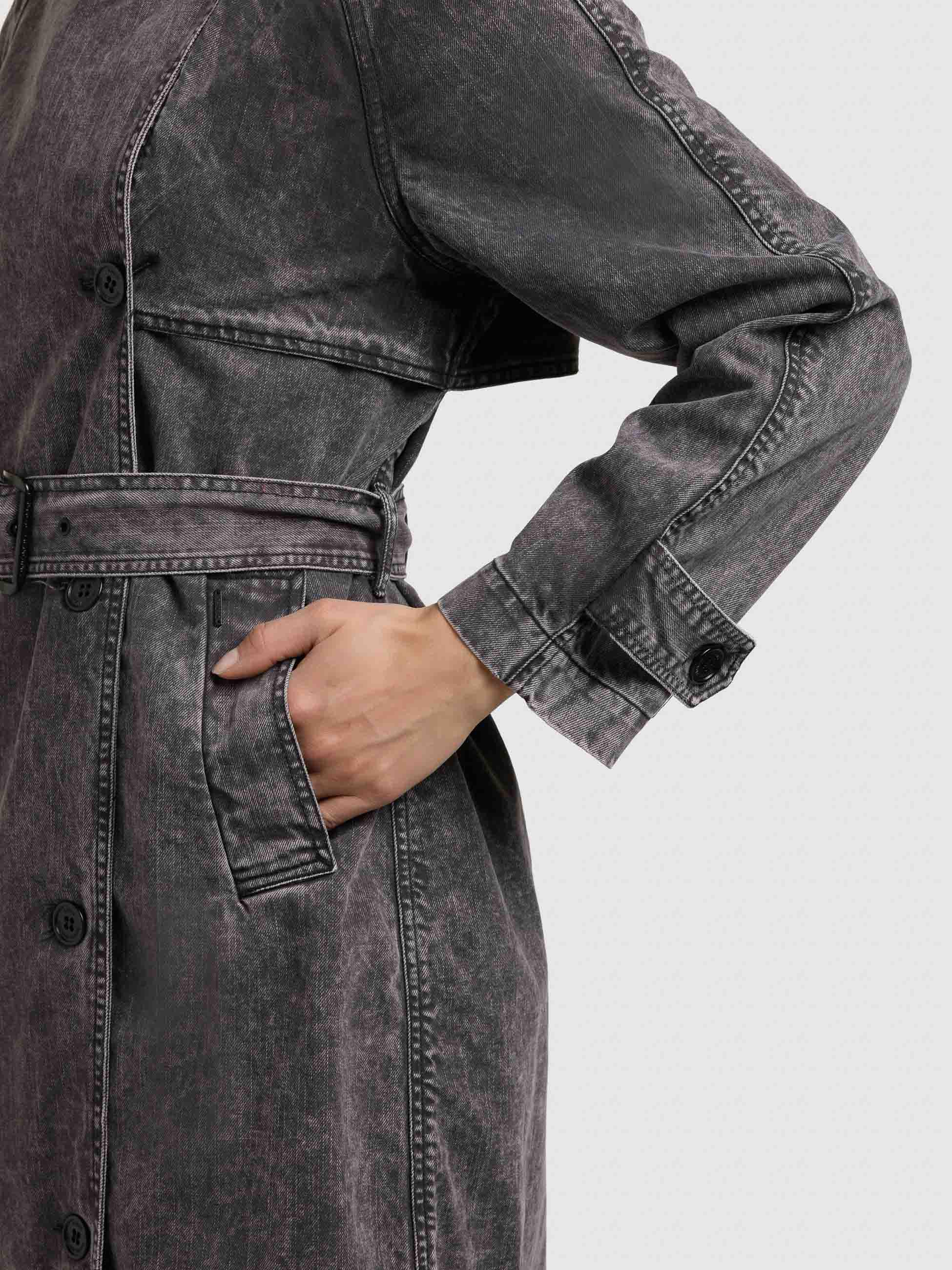 Jeansmantel mit Taillengürtel "Enza" Black