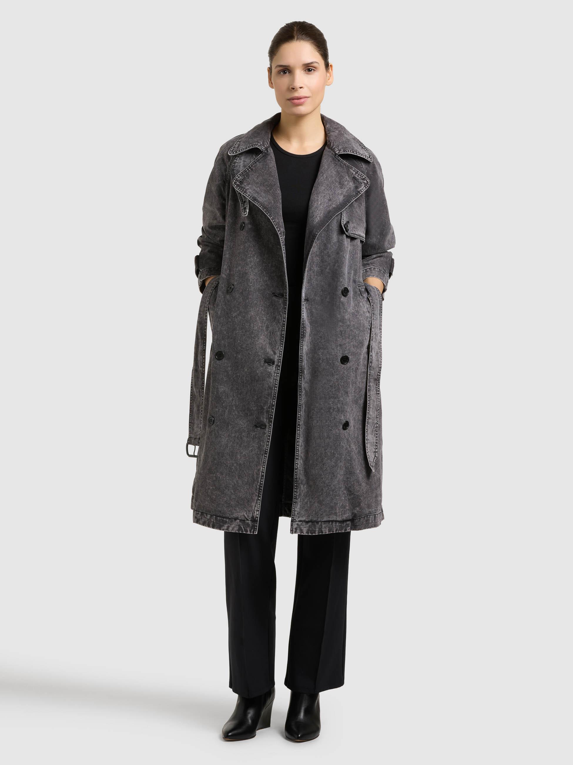 Jeansmantel mit Taillengürtel "Enza" Black