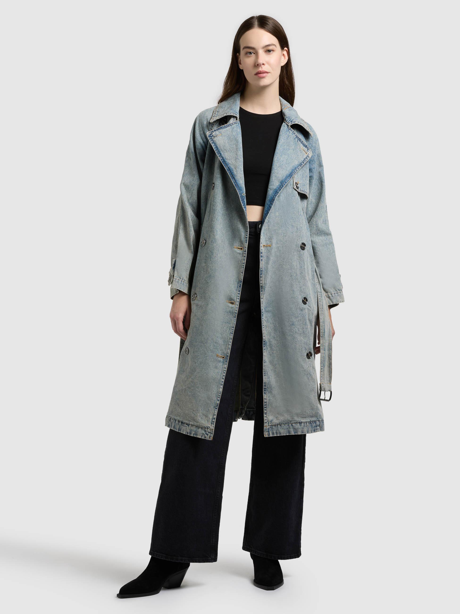 Jeansmantel mit Taillengürtel "Enza" Blue Acid