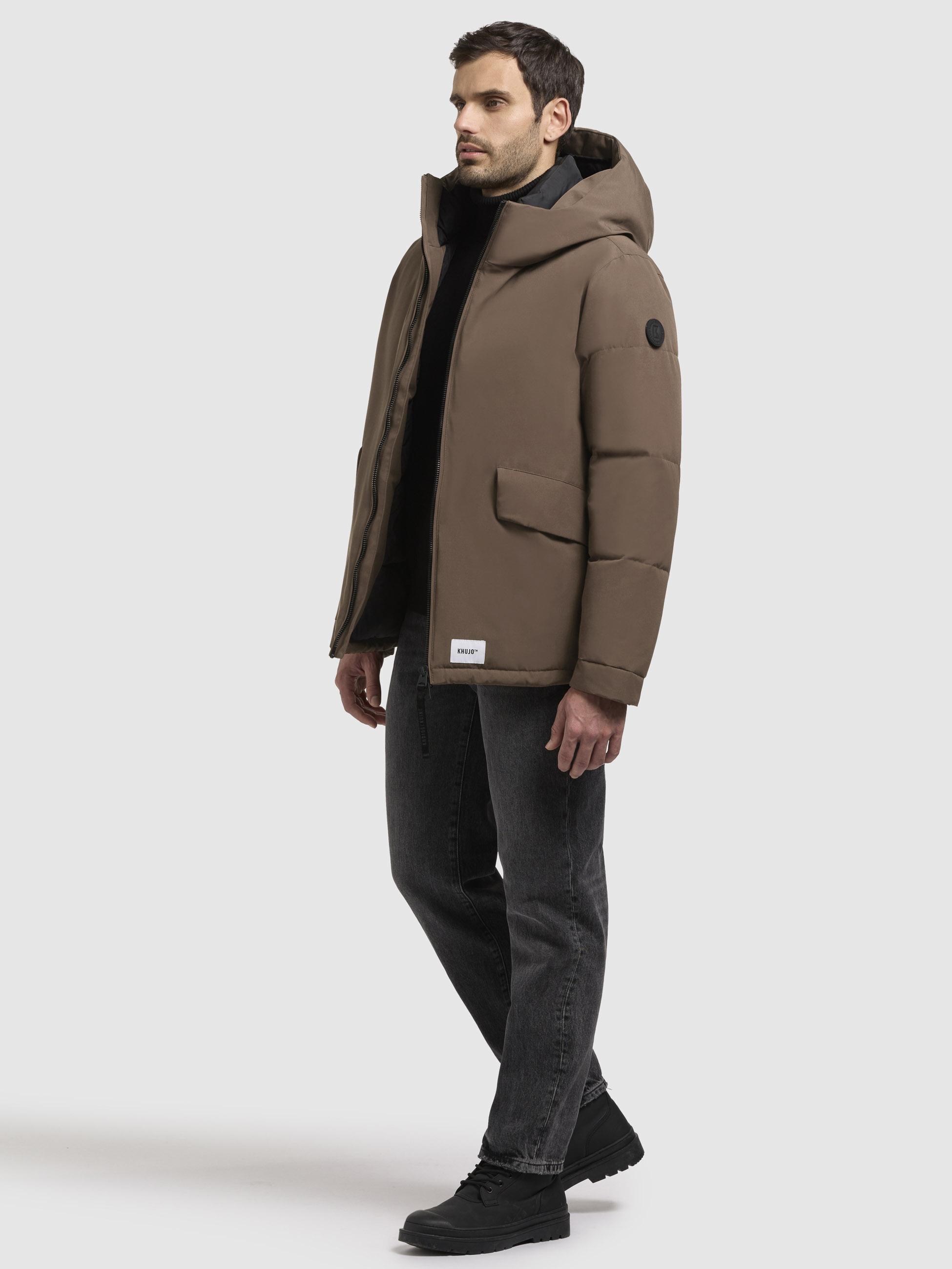 Winterjacke mit Kapuze und gesteppten Ärmeln "Gero-YM" City Taupe