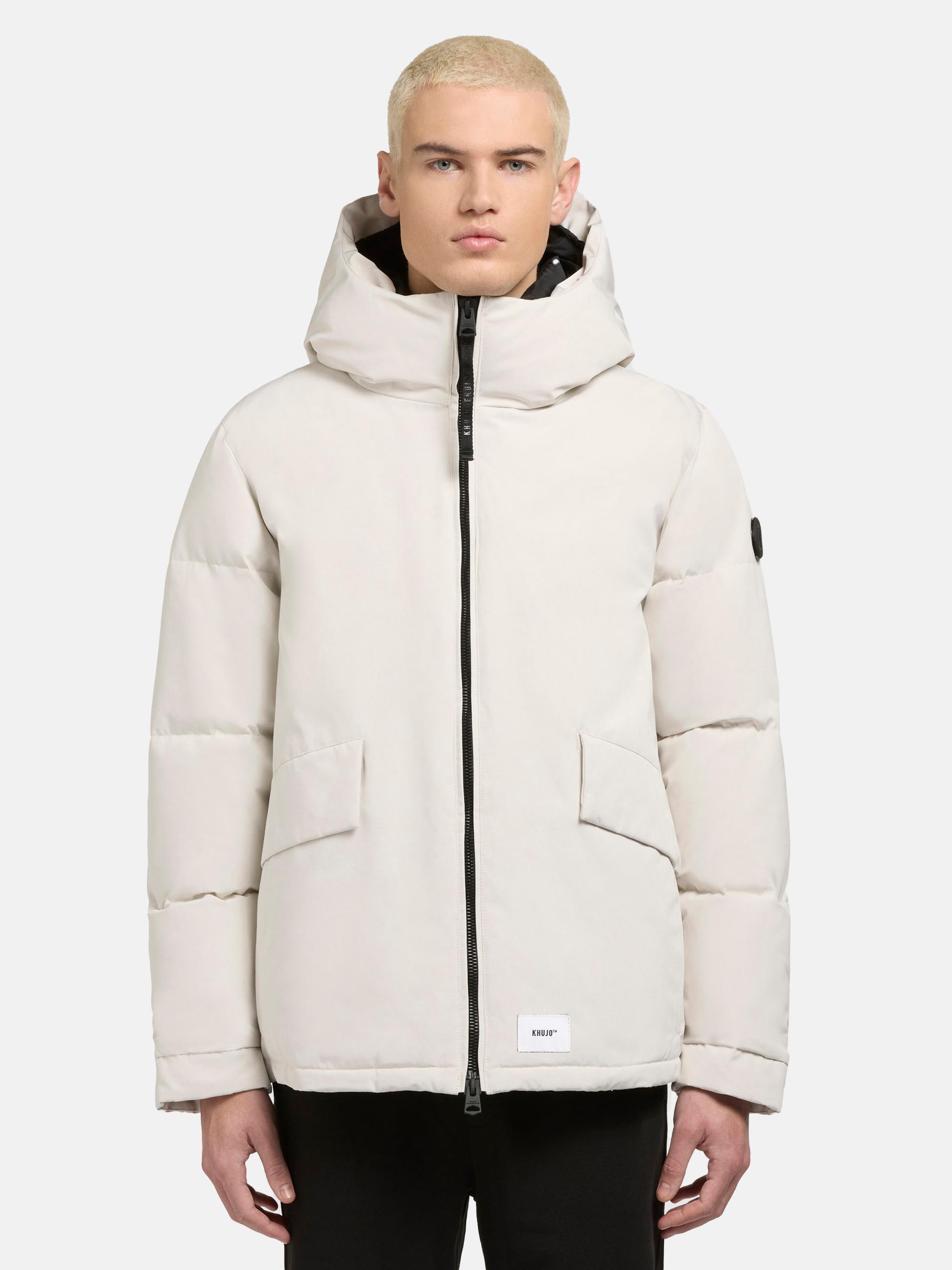 Winterjacke mit Kapuze und gesteppten Ärmeln "Gero-YM" Offwhite