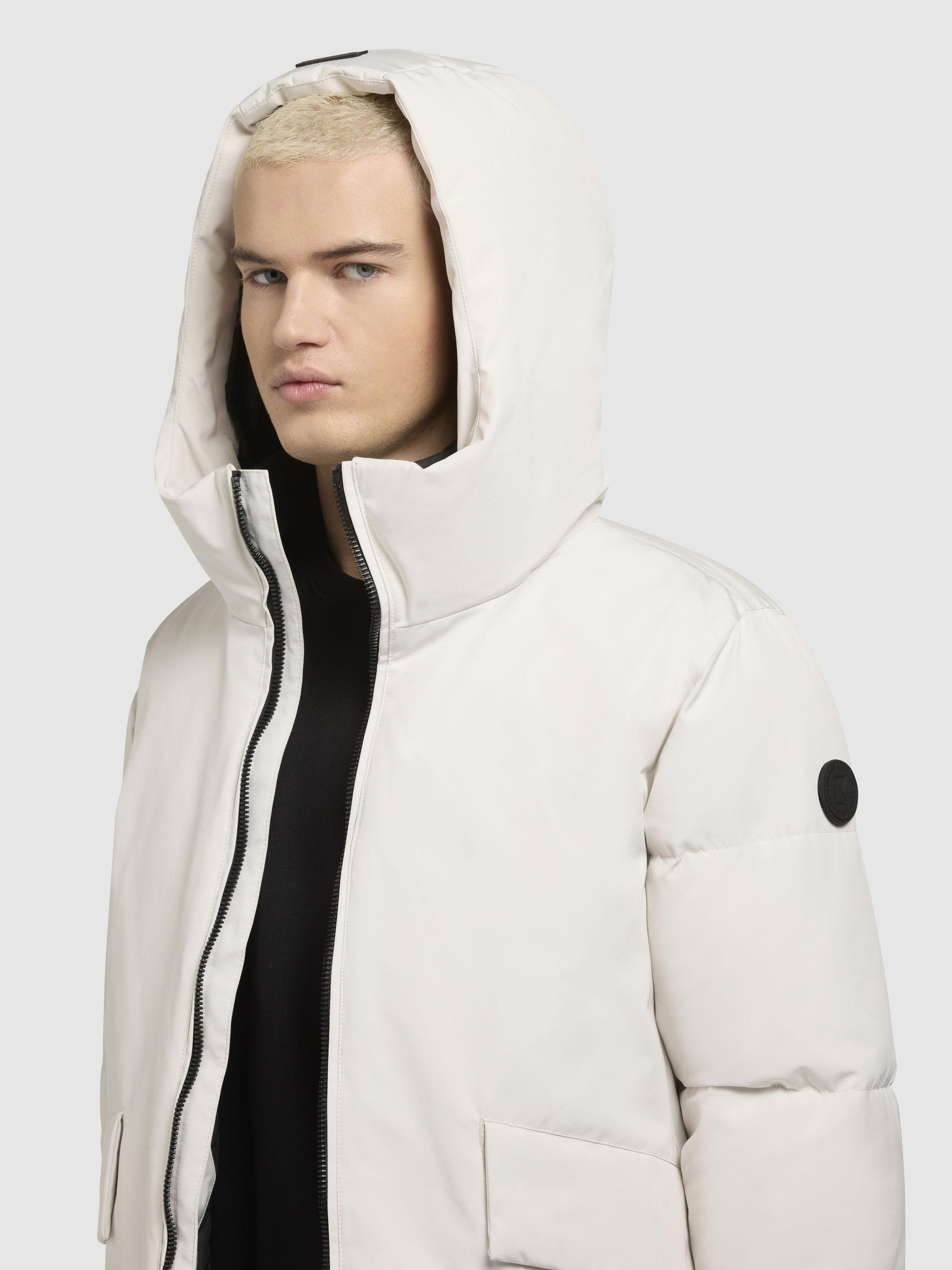 Winterjacke mit Kapuze und gesteppten Ärmeln "Gero-YM" Offwhite