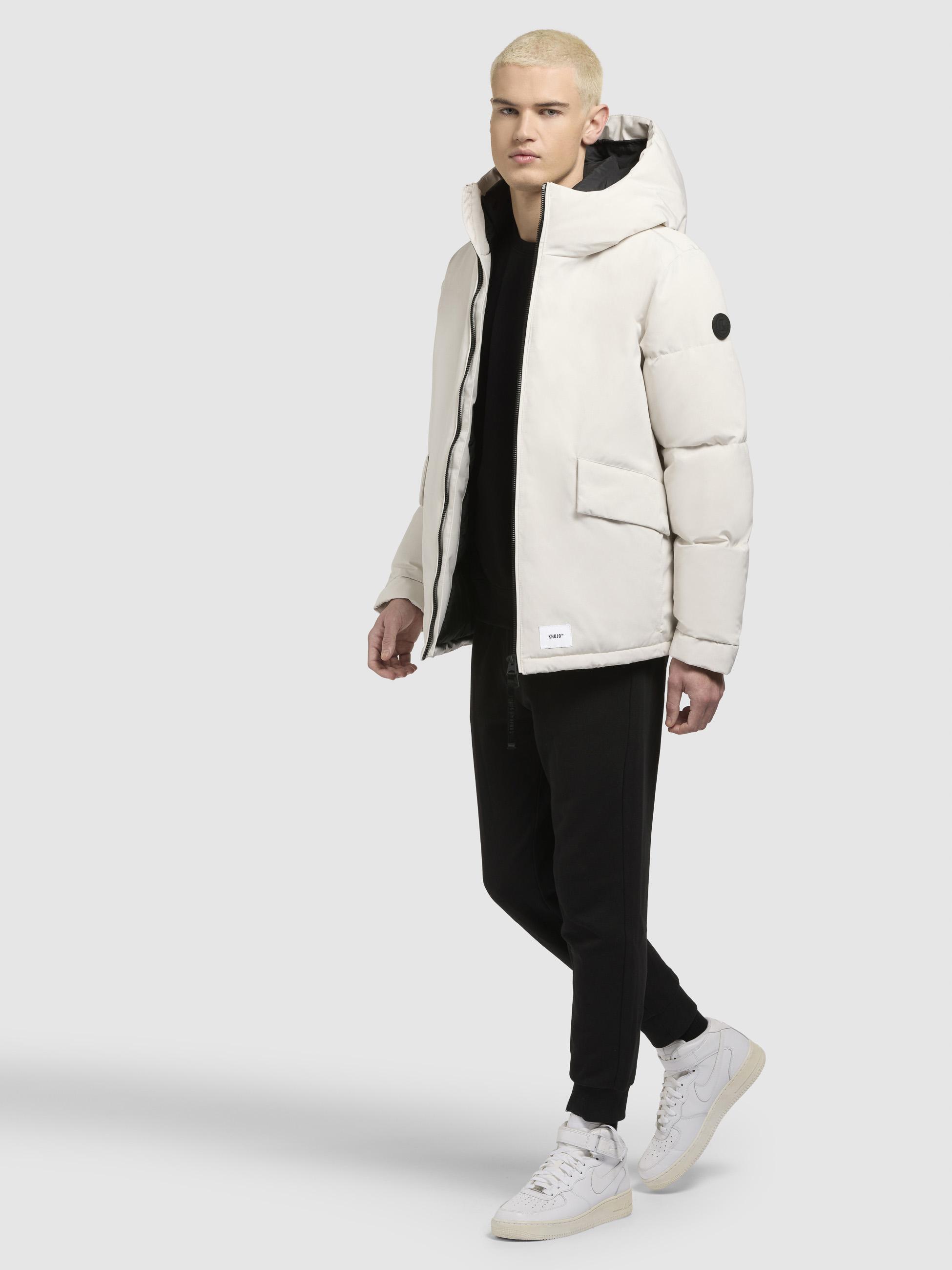 Winterjacke mit Kapuze und gesteppten Ärmeln "Gero-YM" Offwhite