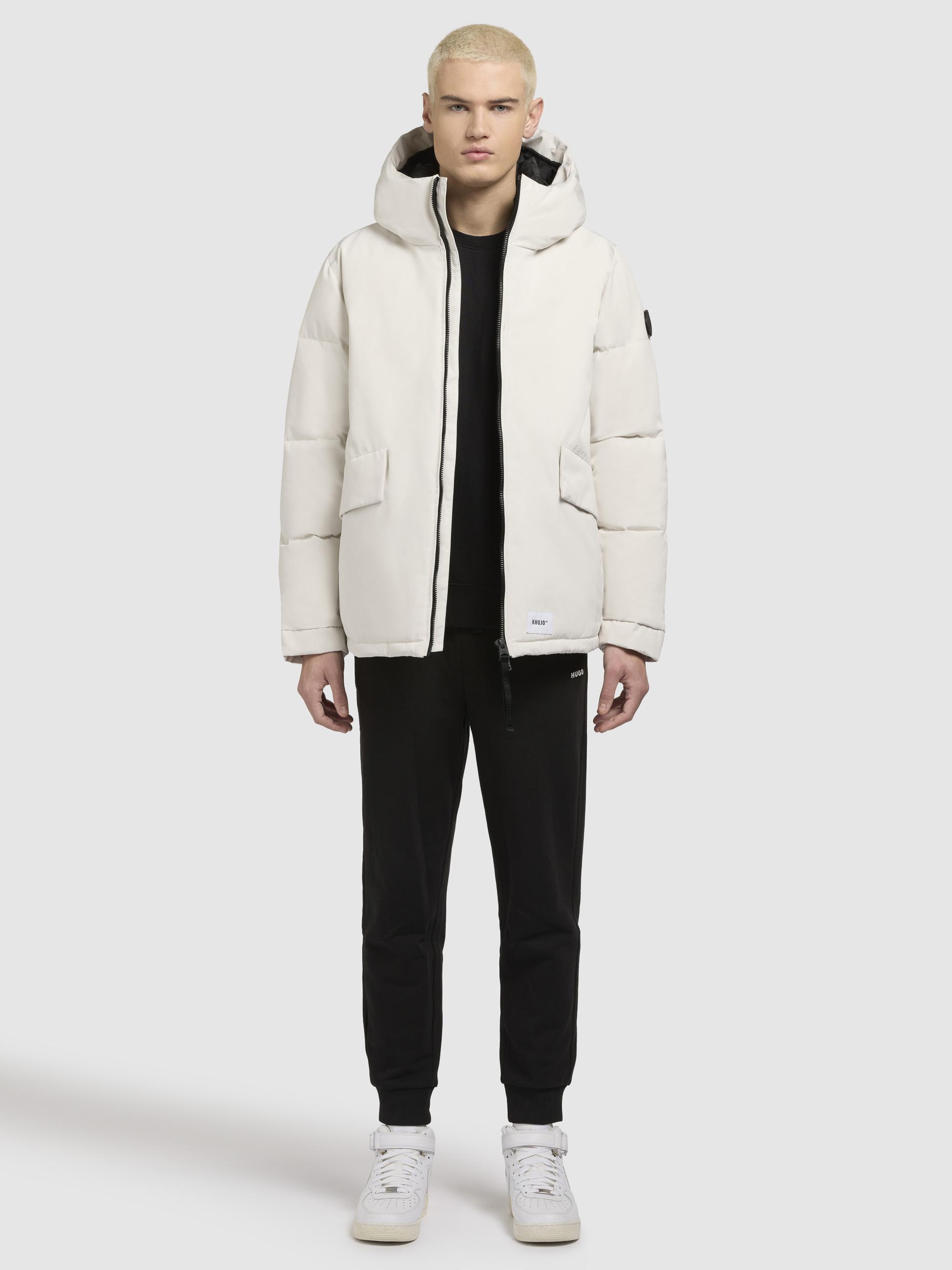 Winterjacke mit Kapuze und gesteppten Ärmeln "Gero-YM" Offwhite