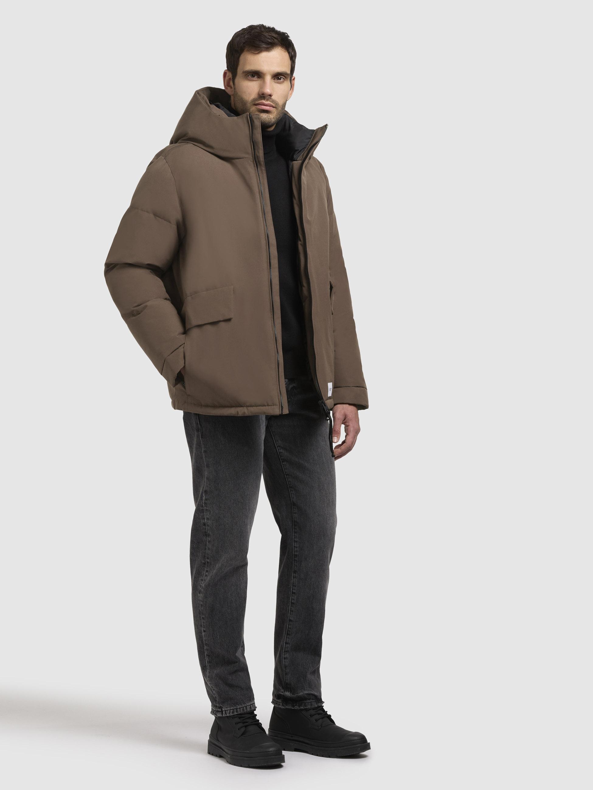 Winterjacke mit Kapuze und gesteppten Ärmeln "Gero" City Taupe