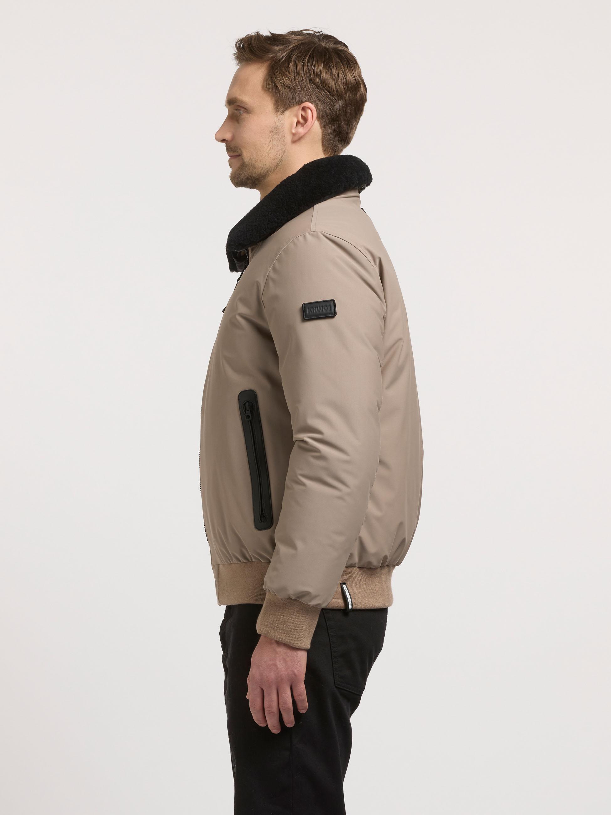 Winterjacke mit Teddy-Kunstfell-Kragen "Ginster" Greige
