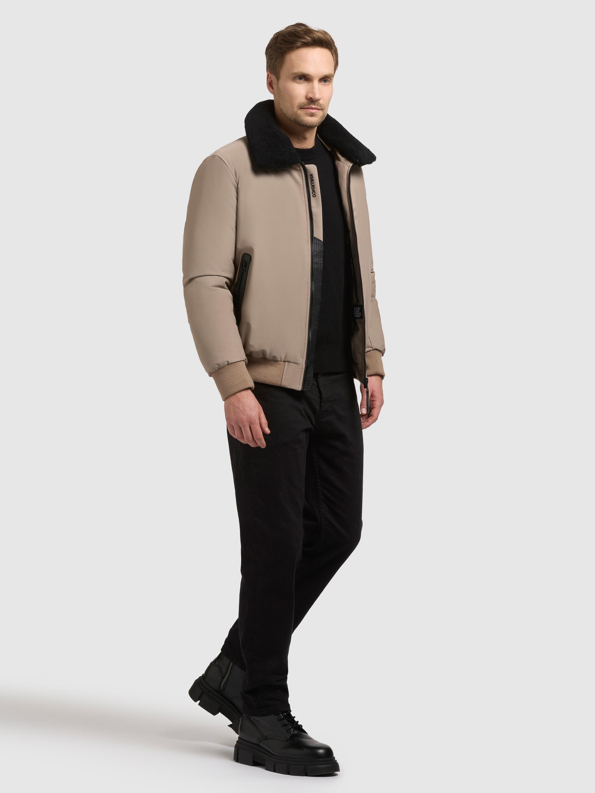 Winterjacke mit Teddy-Kunstfell-Kragen "Ginster" Greige