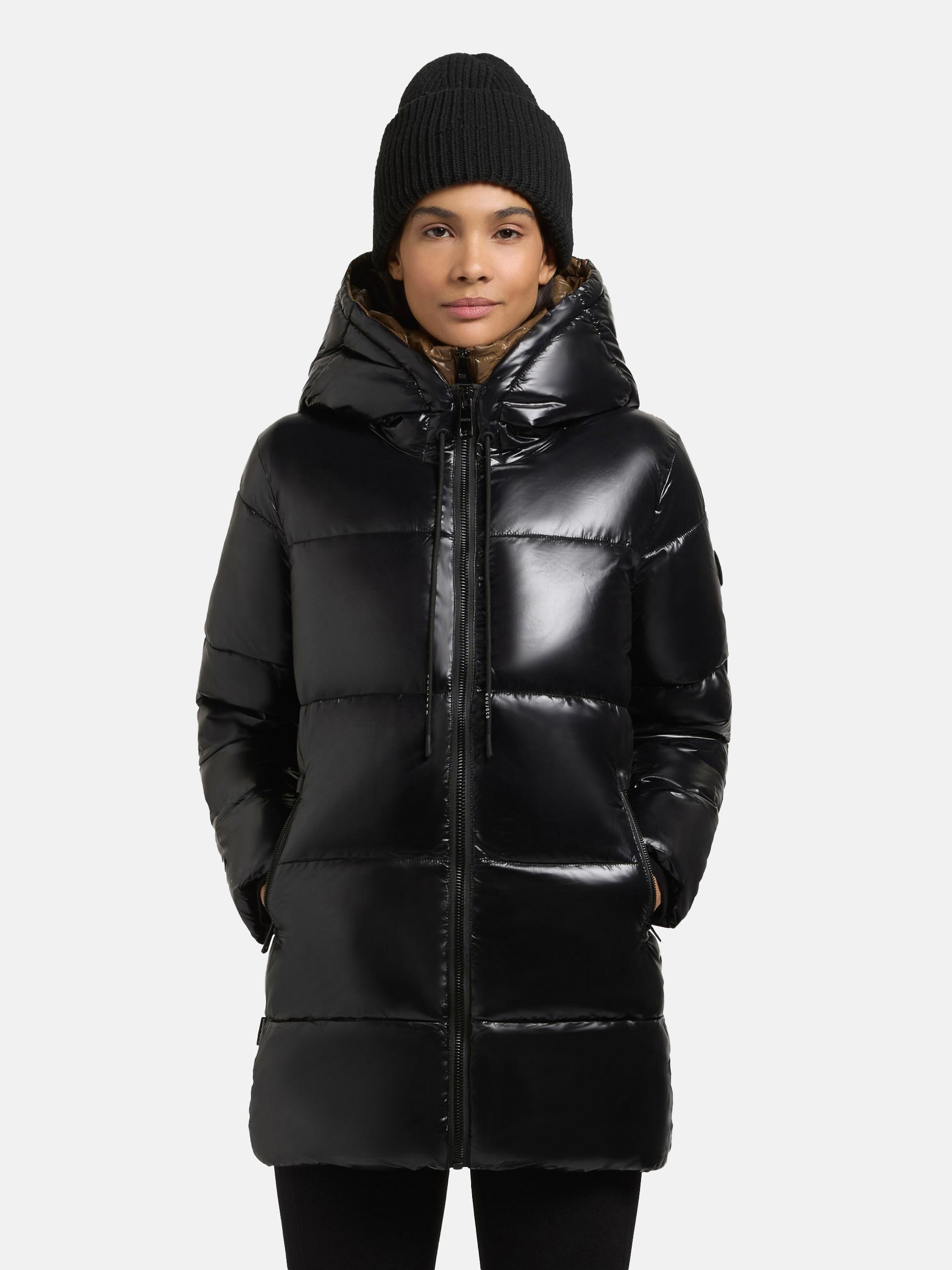 Glänzender gesteppter Winter Kurzmantel "Grana-YM" Black