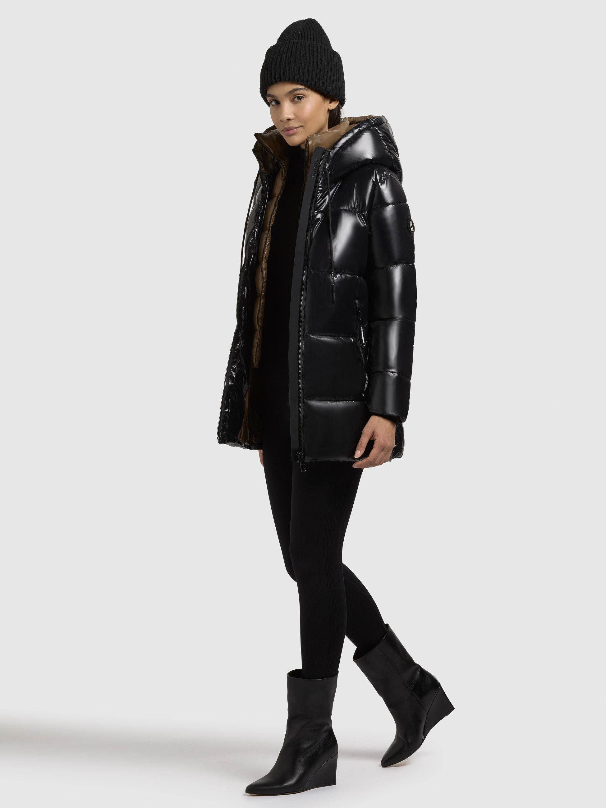 Glänzender gesteppter Winter Kurzmantel "Grana-YM" Black