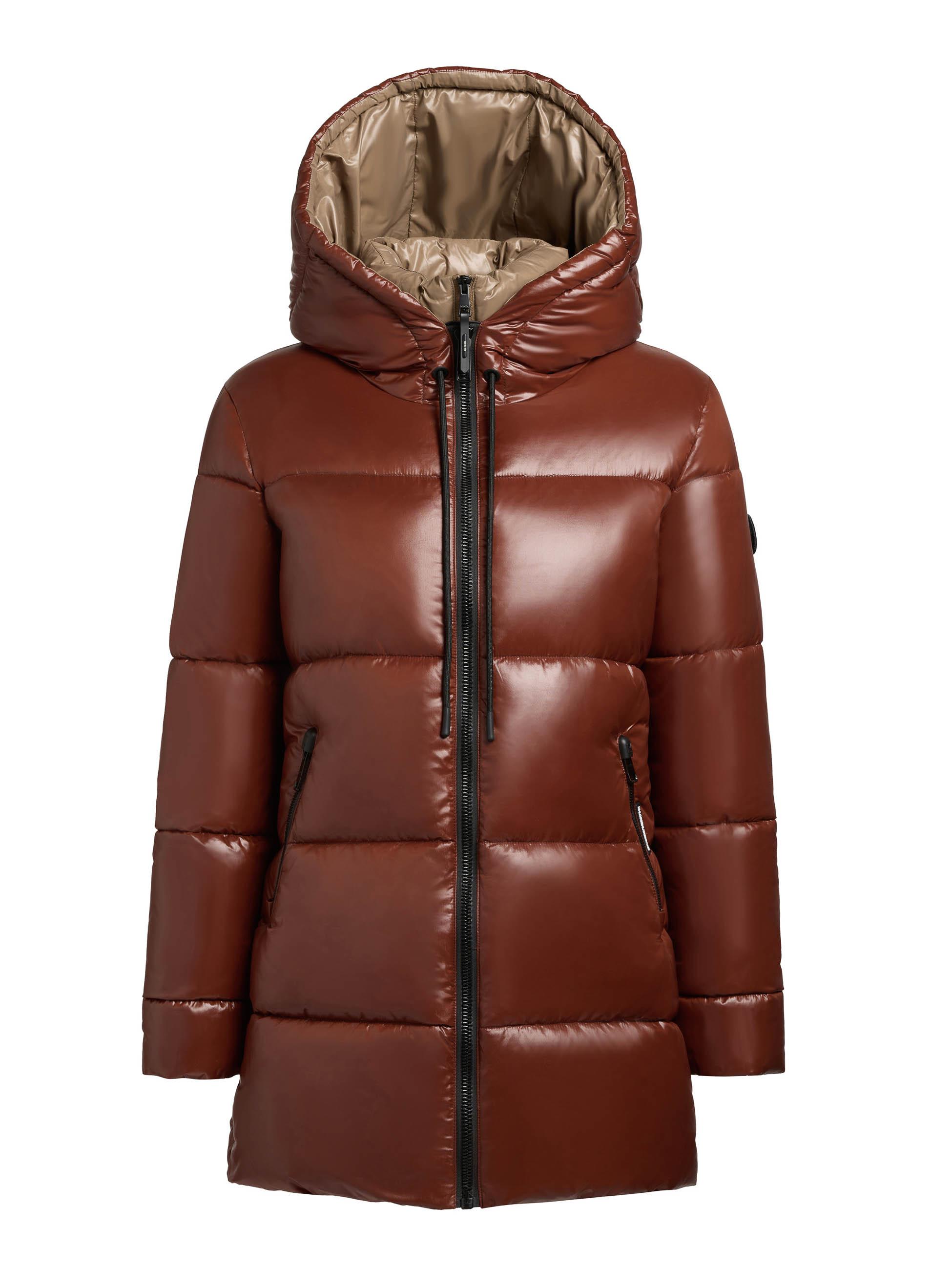 Glänzender gesteppter Winter Kurzmantel "Grana-YM" Coconut Brown