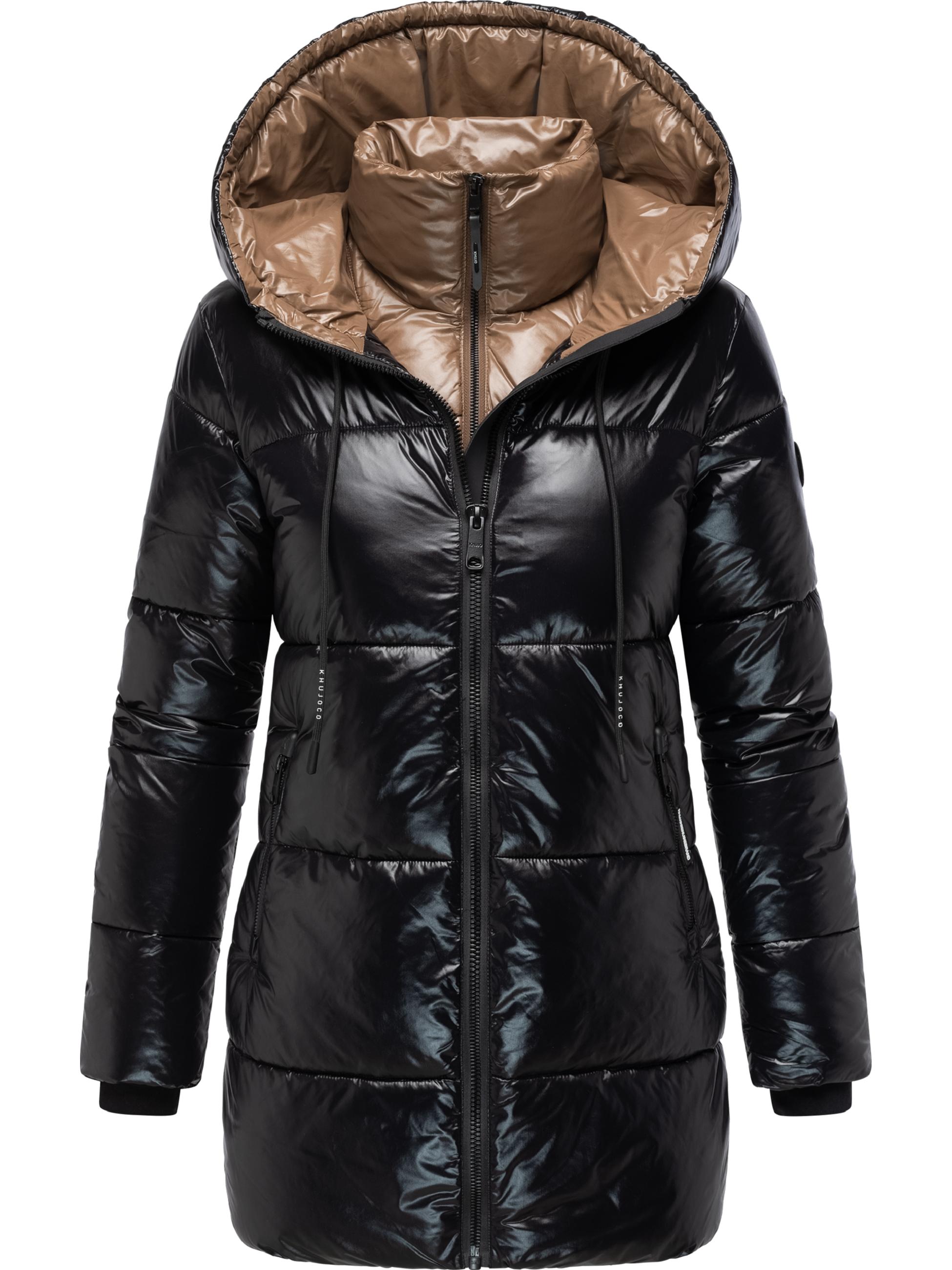 Glänzender gesteppter Winter Kurzmantel "Grana" Black