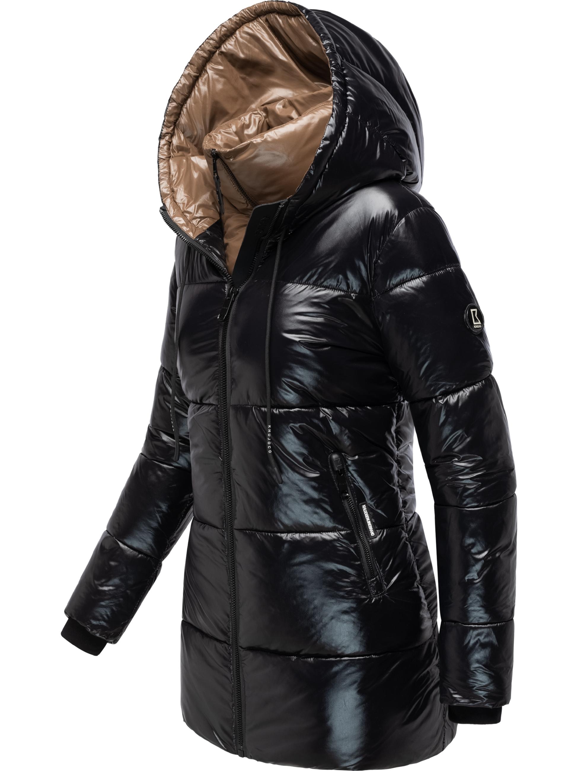 Glänzender gesteppter Winter Kurzmantel "Grana" Black