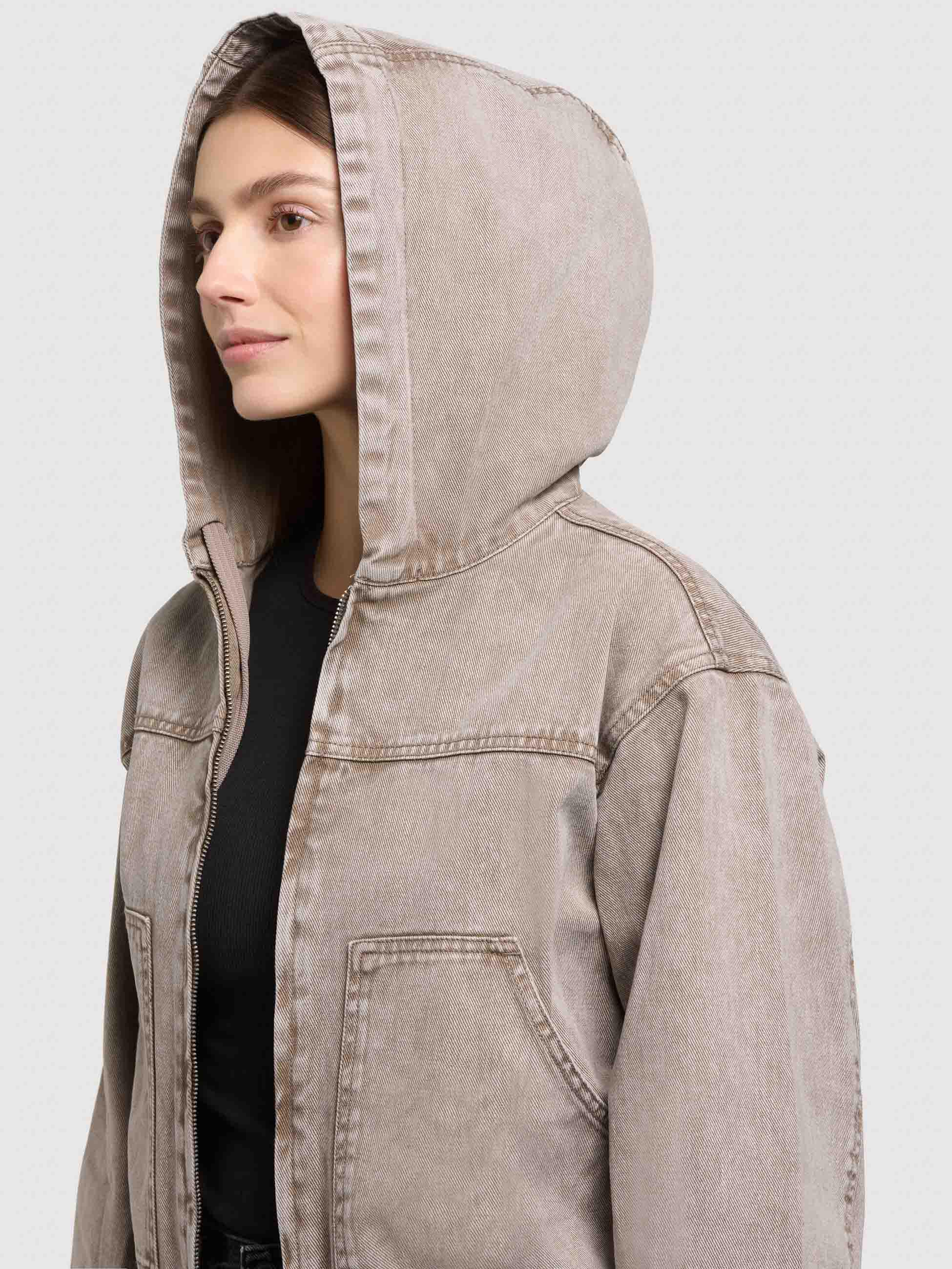 Jeansjacke im Bomberjacken-Look "Gretel" Latte Brown