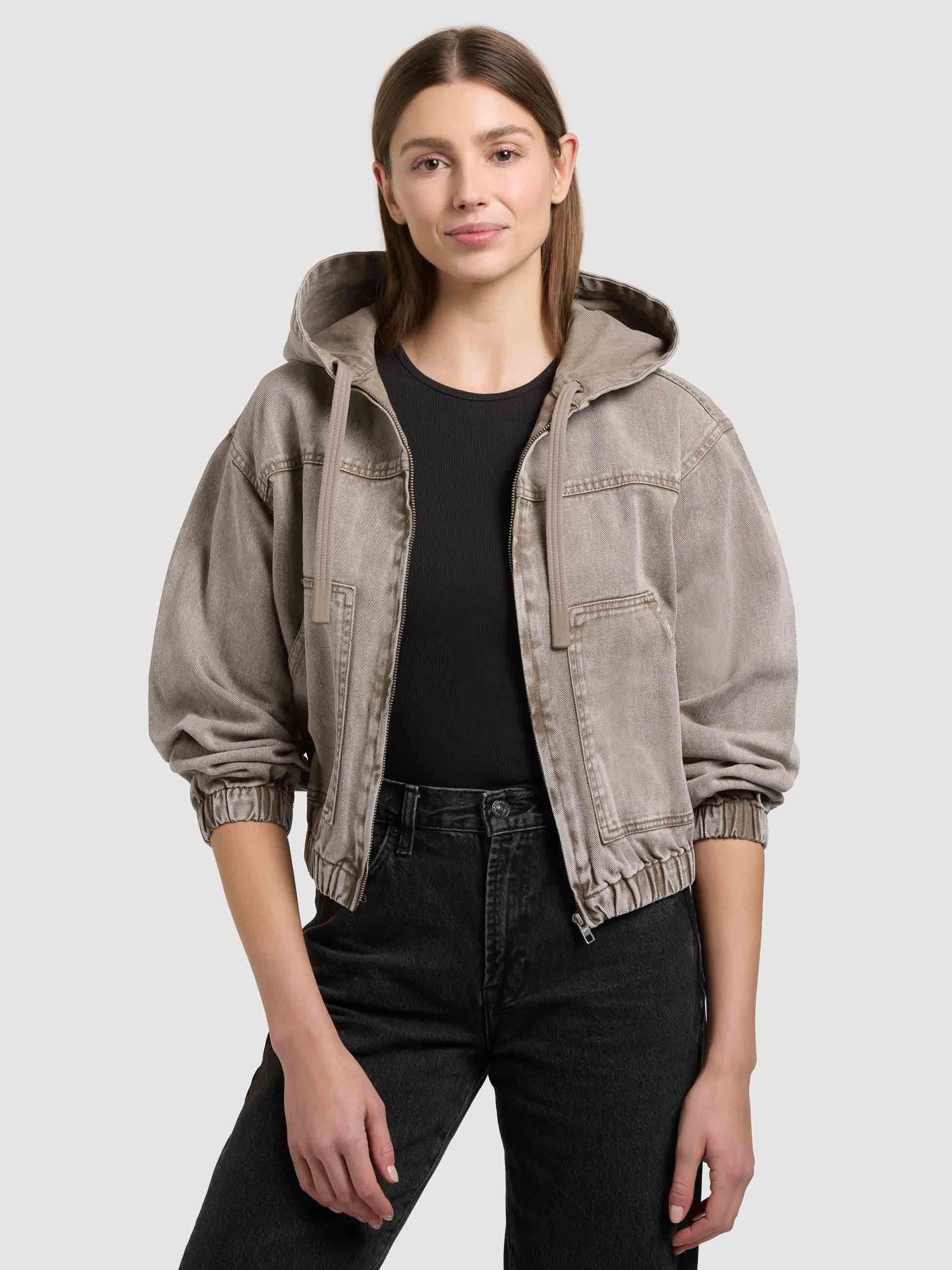 Jeansjacke im Bomberjacken-Look "Gretel" Latte Brown